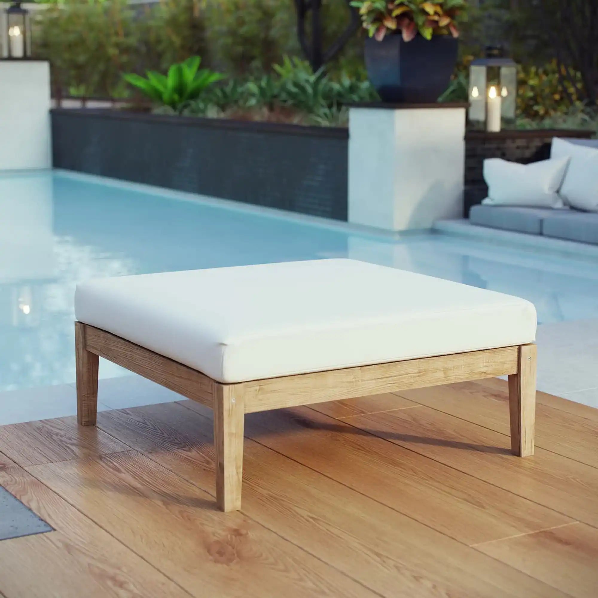 Bayport Outdoor Patio Teak Ottoman by Modway - Best Buy Furniture