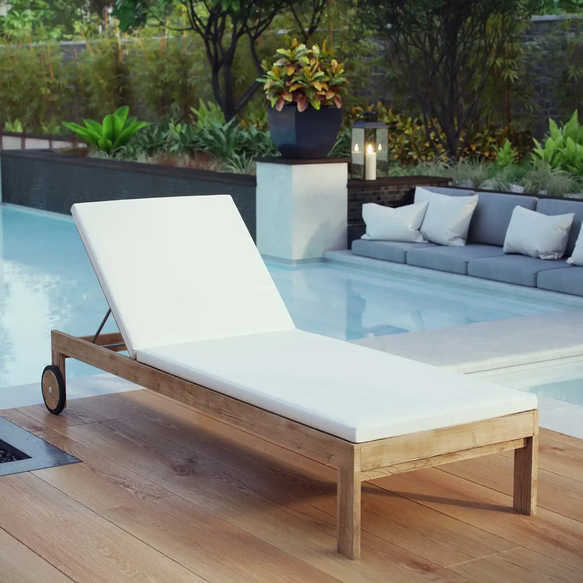 Upland Outdoor Patio Teak Chaise by Modway - Best Buy Furniture