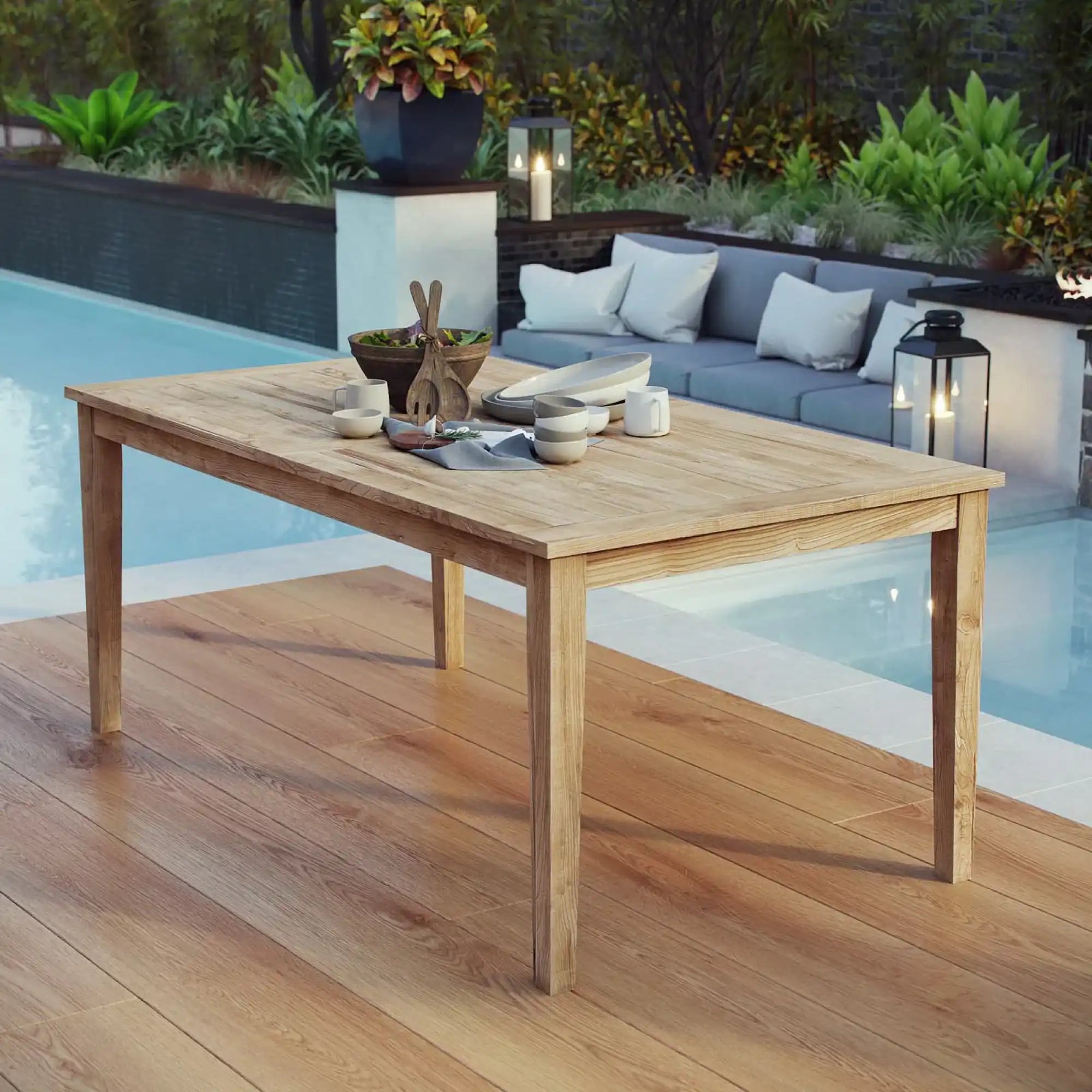 Marina 72" Outdoor Patio Teak Dining Table by Modway - Best Buy Furniture