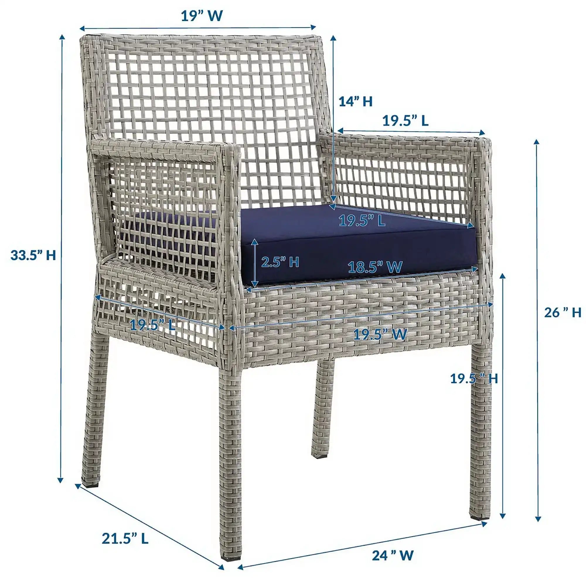Aura Outdoor Patio Wicker Rattan Dining Armchair by Modway - Best Buy Furniture