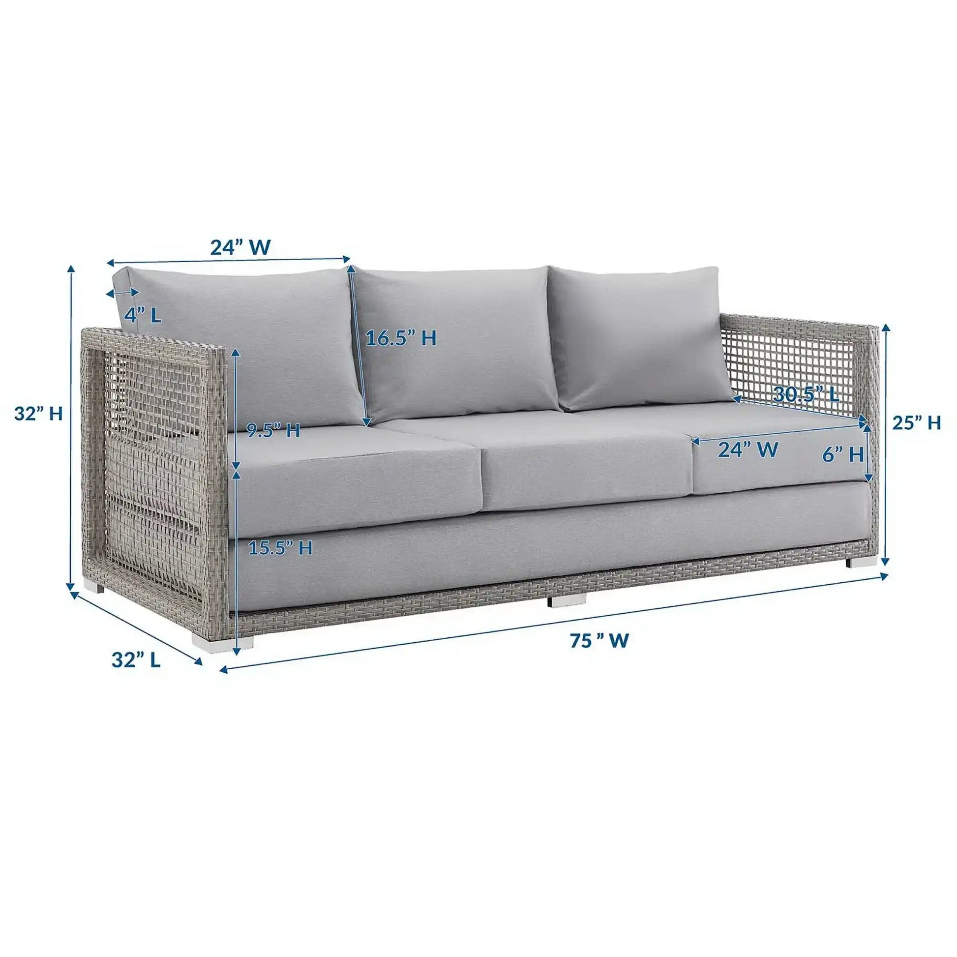 Aura Outdoor Patio Wicker Rattan Sofa by Modway - Best Buy Furniture