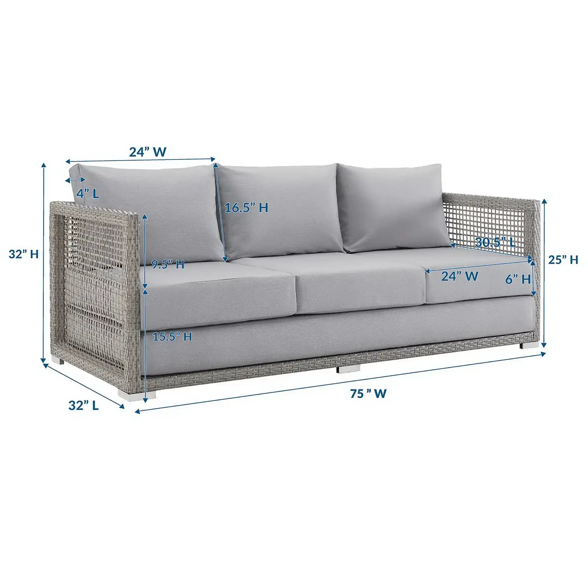 Aura Outdoor Patio Wicker Rattan Sofa by Modway - Best Buy Furniture