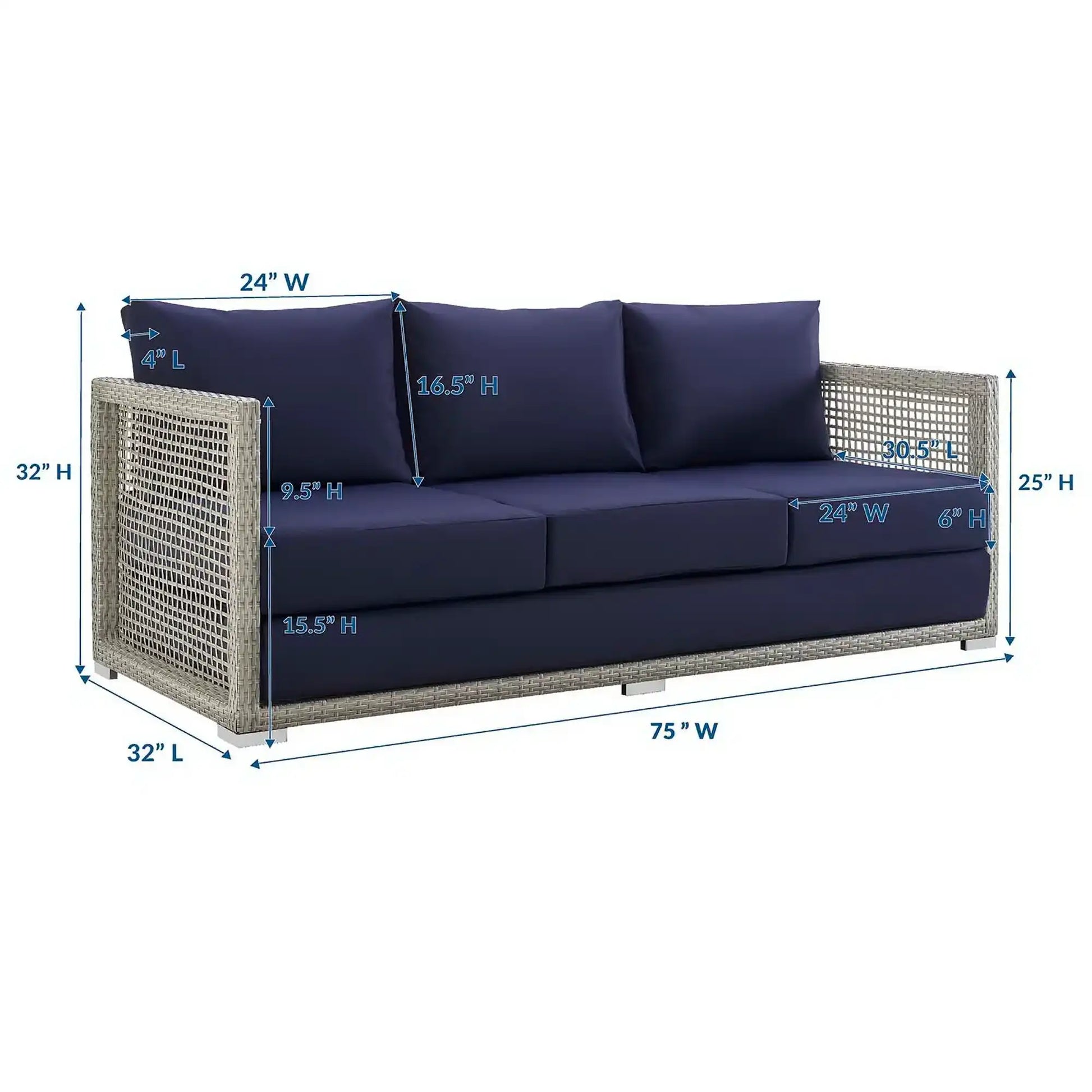 Aura Outdoor Patio Wicker Rattan Sofa by Modway - Best Buy Furniture