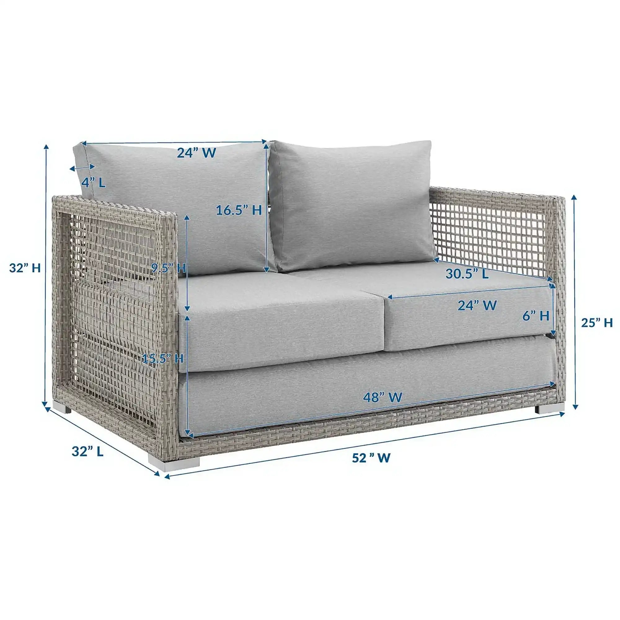 Aura Outdoor Patio Wicker Rattan Loveseat by Modway - Best Buy Furniture