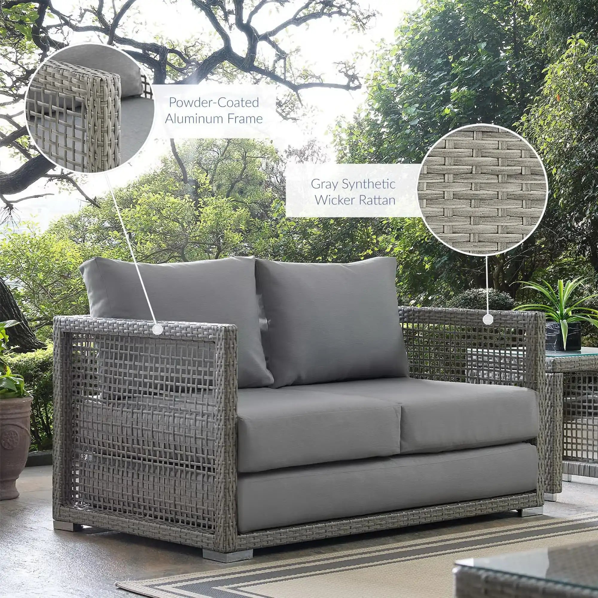Aura Outdoor Patio Wicker Rattan Loveseat by Modway - Best Buy Furniture