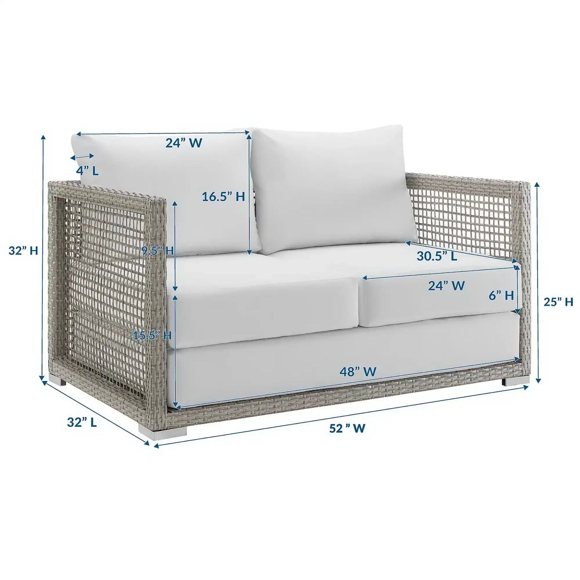 Aura Outdoor Patio Wicker Rattan Loveseat by Modway - Best Buy Furniture