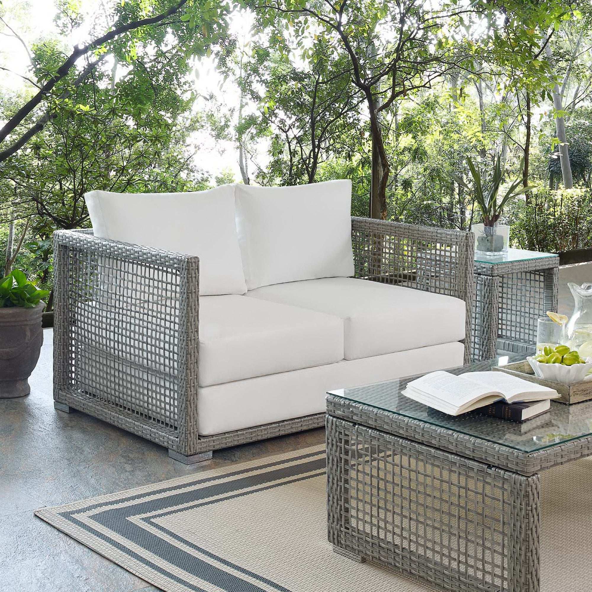 Aura Outdoor Patio Wicker Rattan Loveseat by Modway - Best Buy Furniture