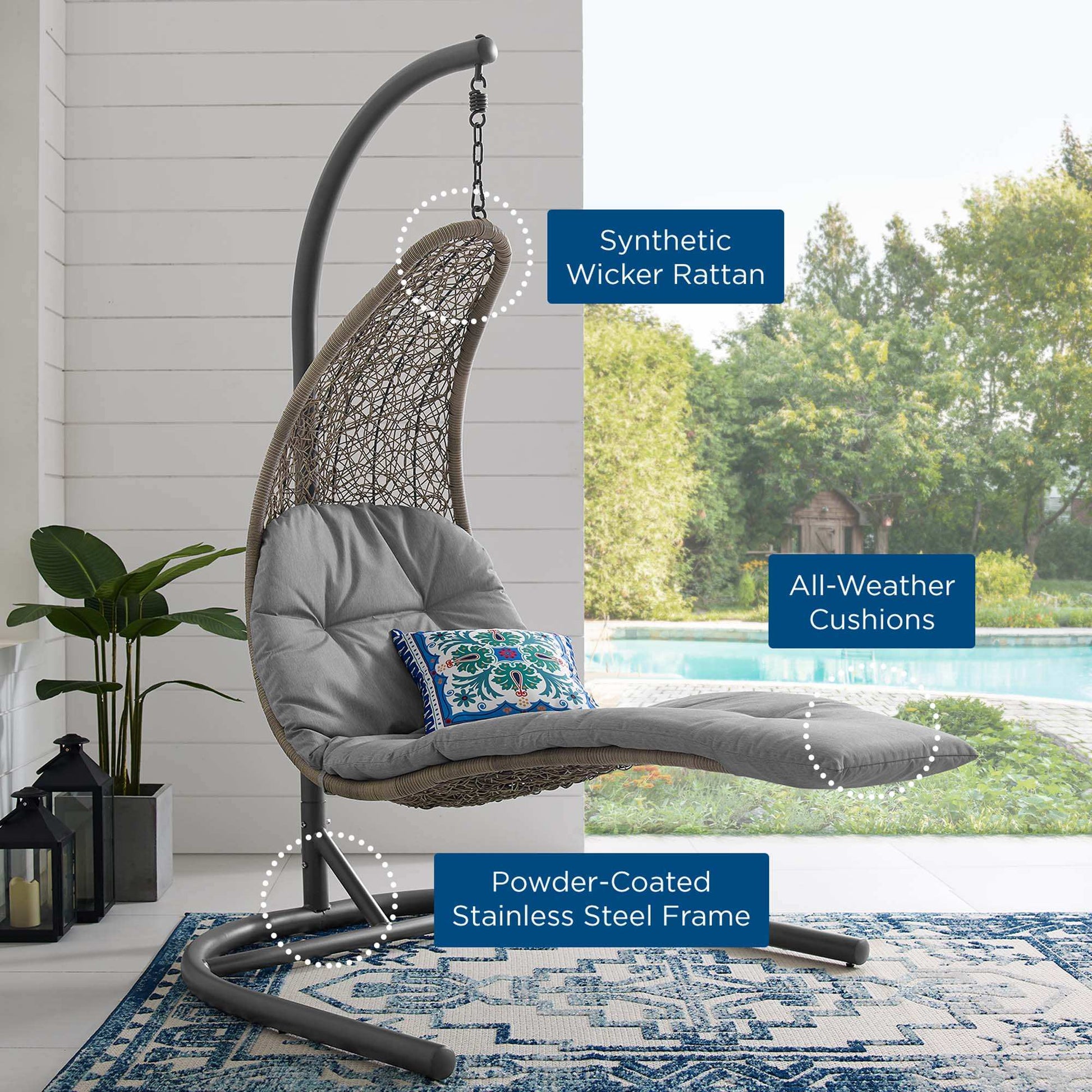 Landscape Hanging Chaise Lounge Outdoor Patio Swing Chair by Modway - Best Buy Furniture