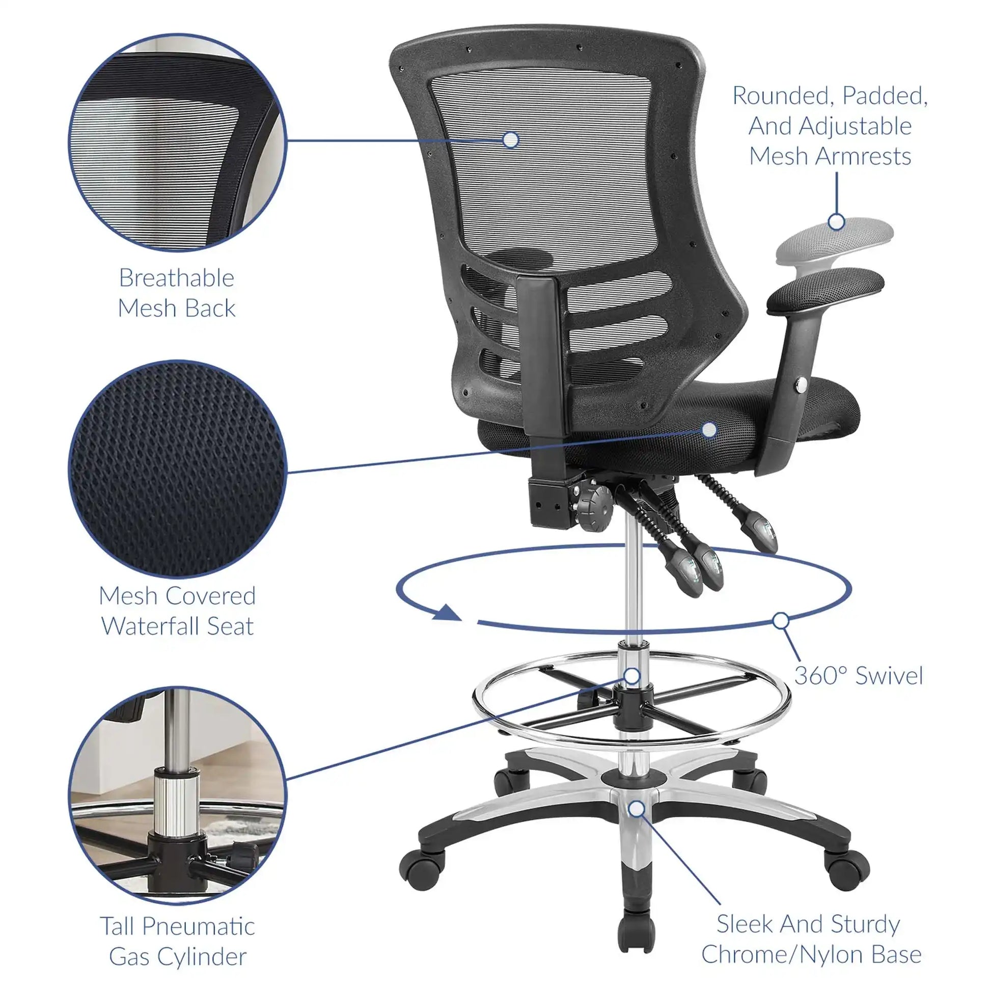 Calibrate Mesh Drafting Chair by Modway - Best Buy Furniture