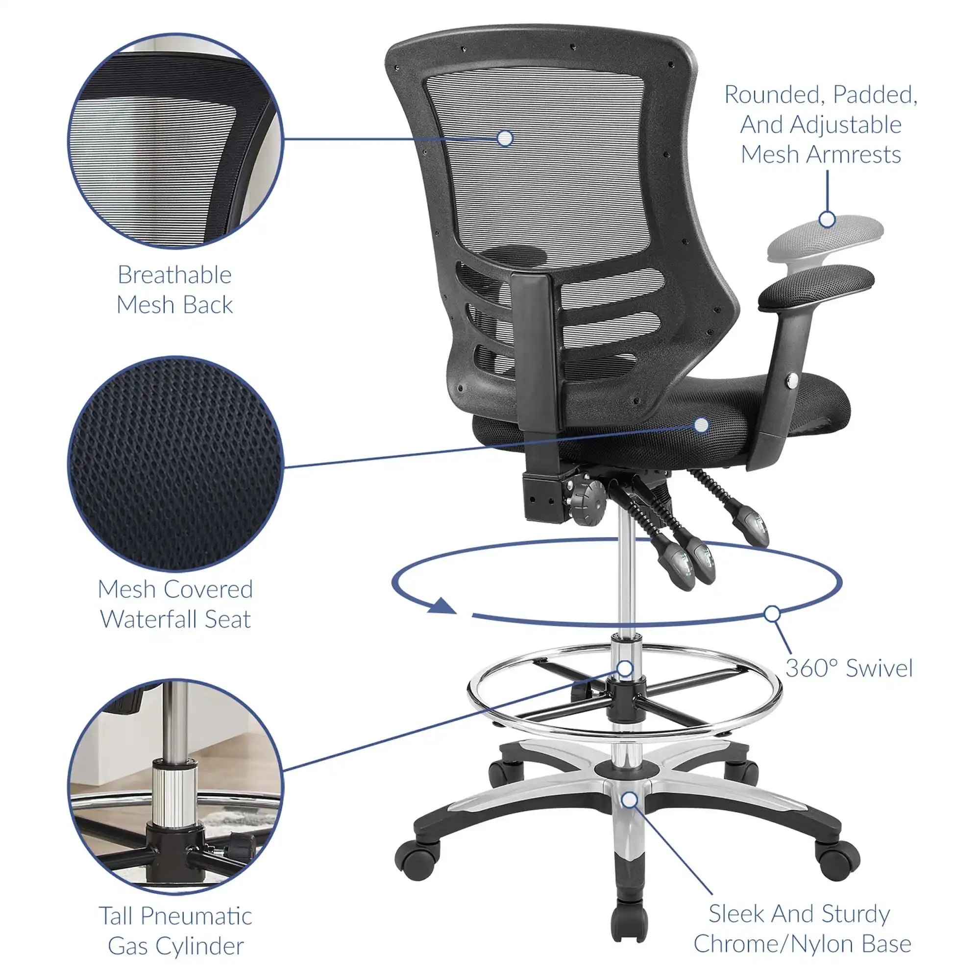 Calibrate Mesh Drafting Chair by Modway - Best Buy Furniture