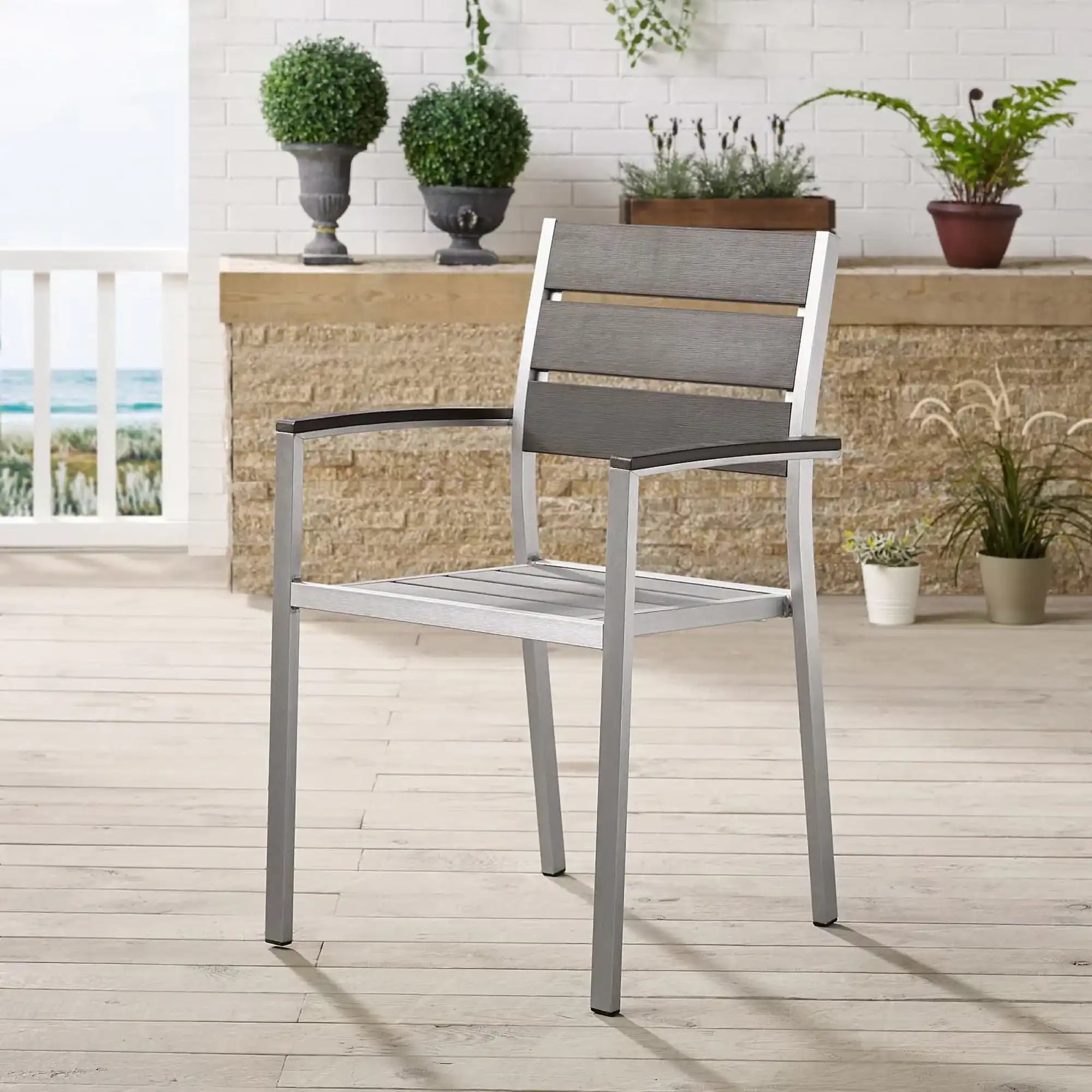Shore Outdoor Patio Aluminum Dining Armchair by Modway - Best Buy Furniture