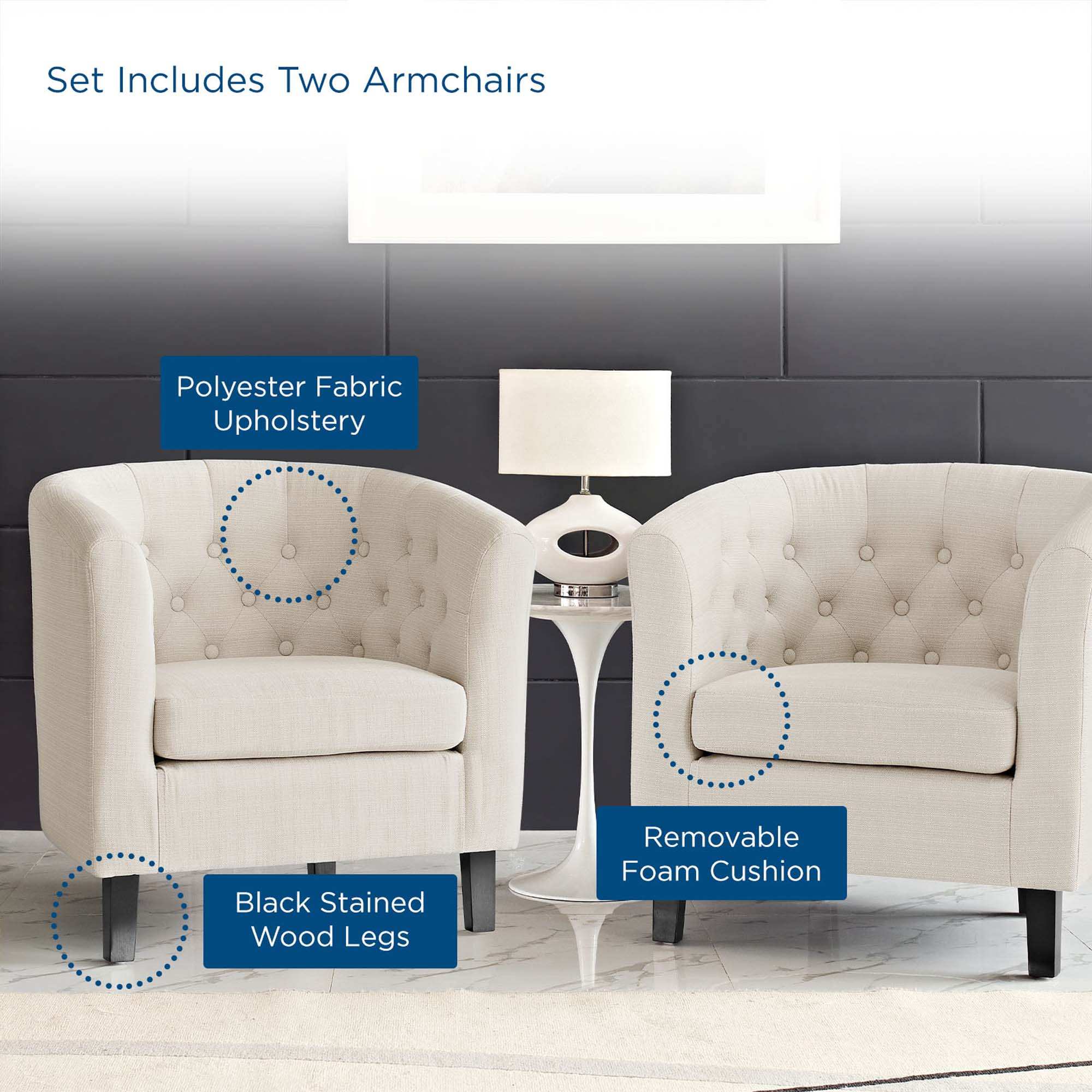 Prospect 2 Piece Upholstered Fabric Armchair Set by Modway - Best Buy Furniture