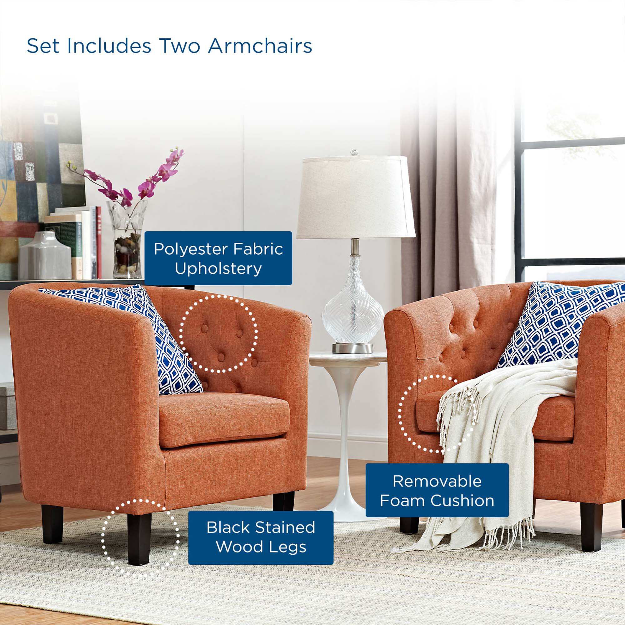 Prospect 2 Piece Upholstered Fabric Armchair Set by Modway - Best Buy Furniture
