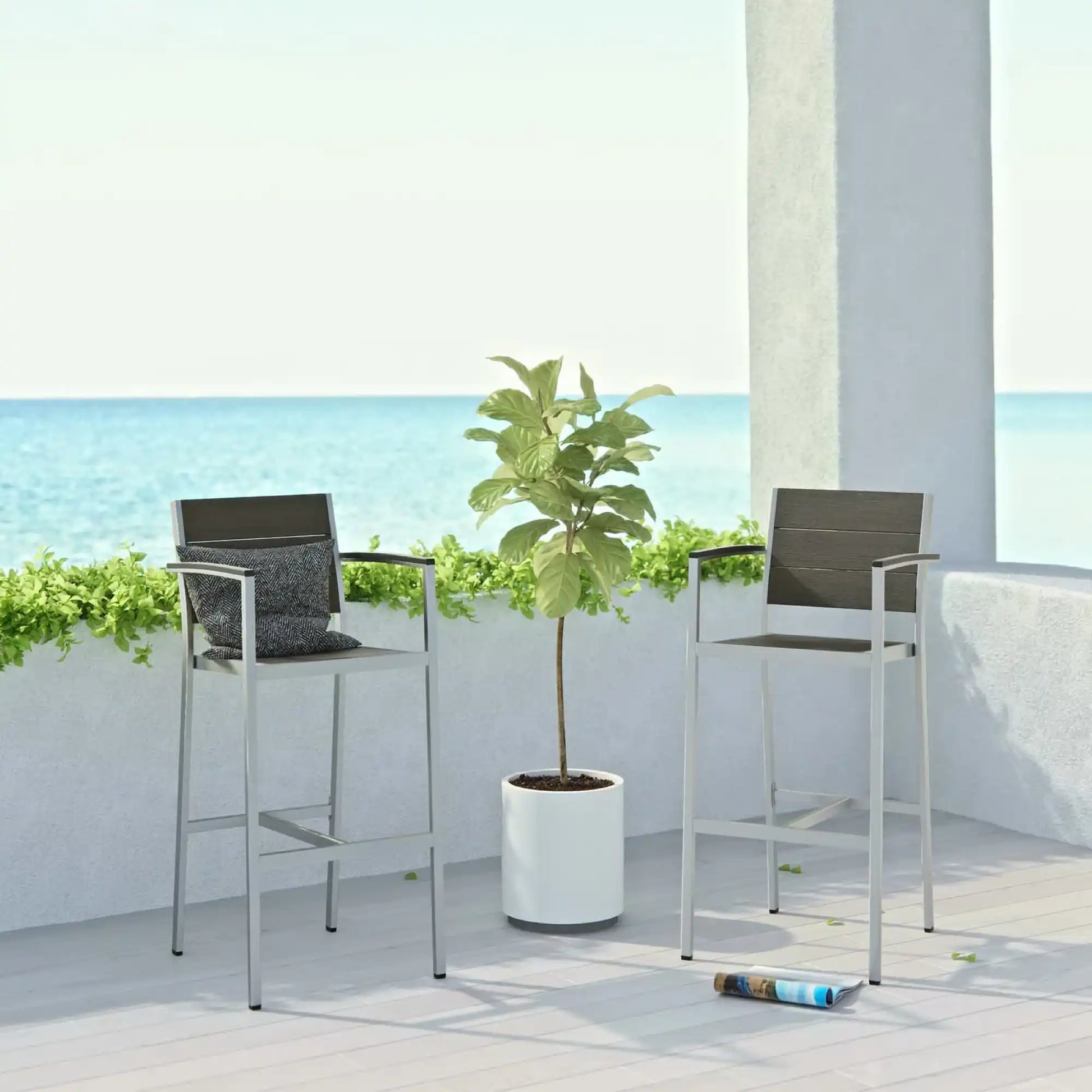 Shore Outdoor Patio Aluminum Bar Stool Set of 2 by Modway - Best Buy Furniture