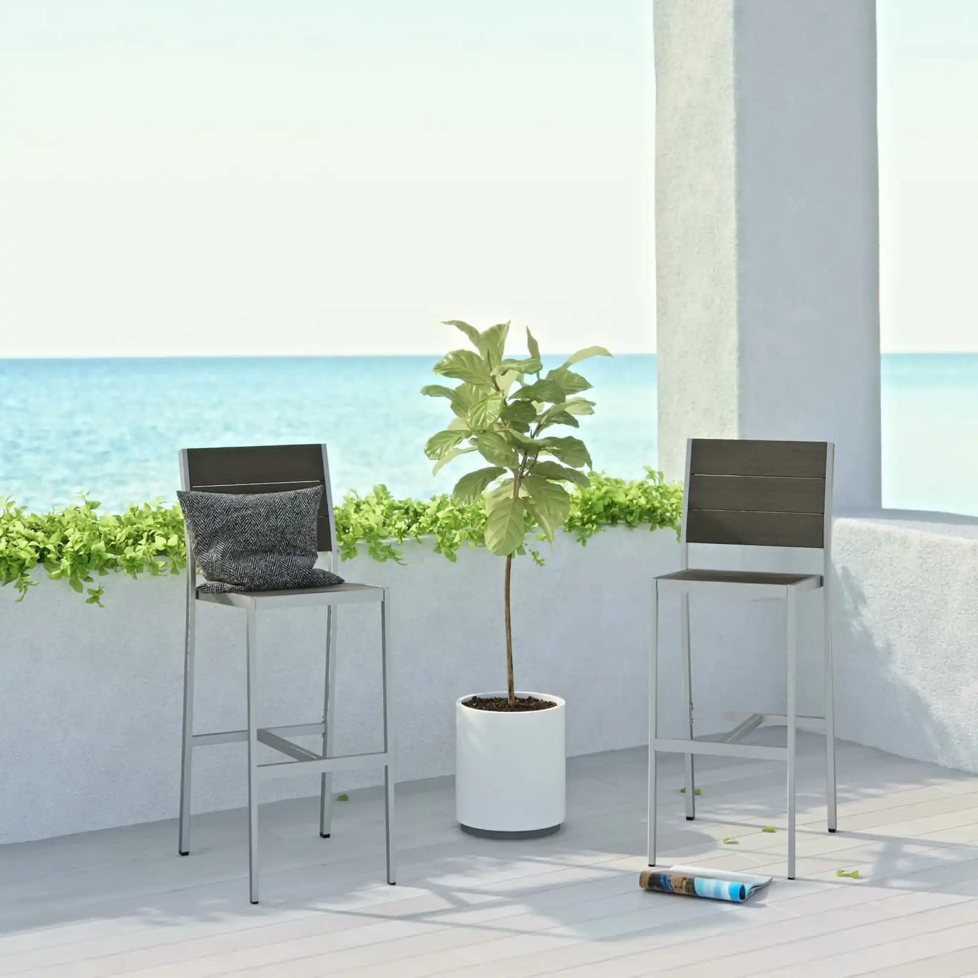 Shore Outdoor Patio Aluminum Armless Bar Stool Set of 2 by Modway - Best Buy Furniture
