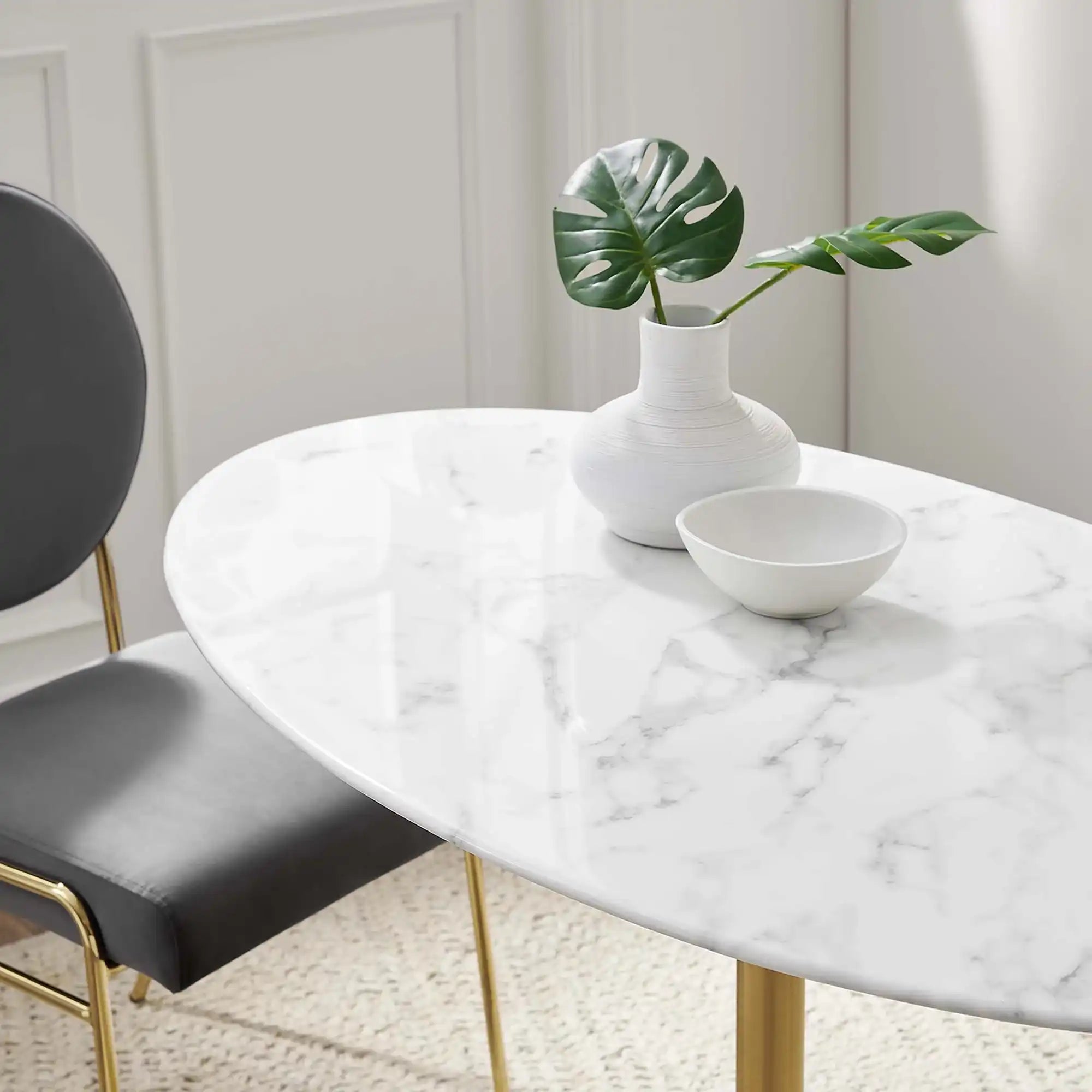 Lippa 48" Oval Faux Marble Dining Table by Modway - Best Buy Furniture