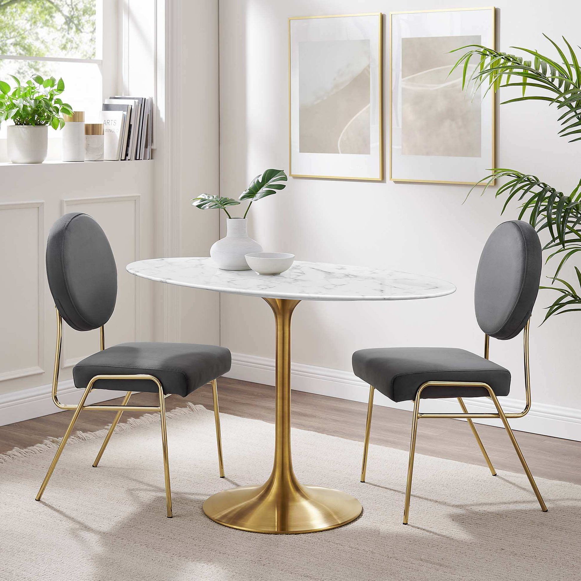 Lippa 48" Oval Faux Marble Dining Table by Modway - Best Buy Furniture