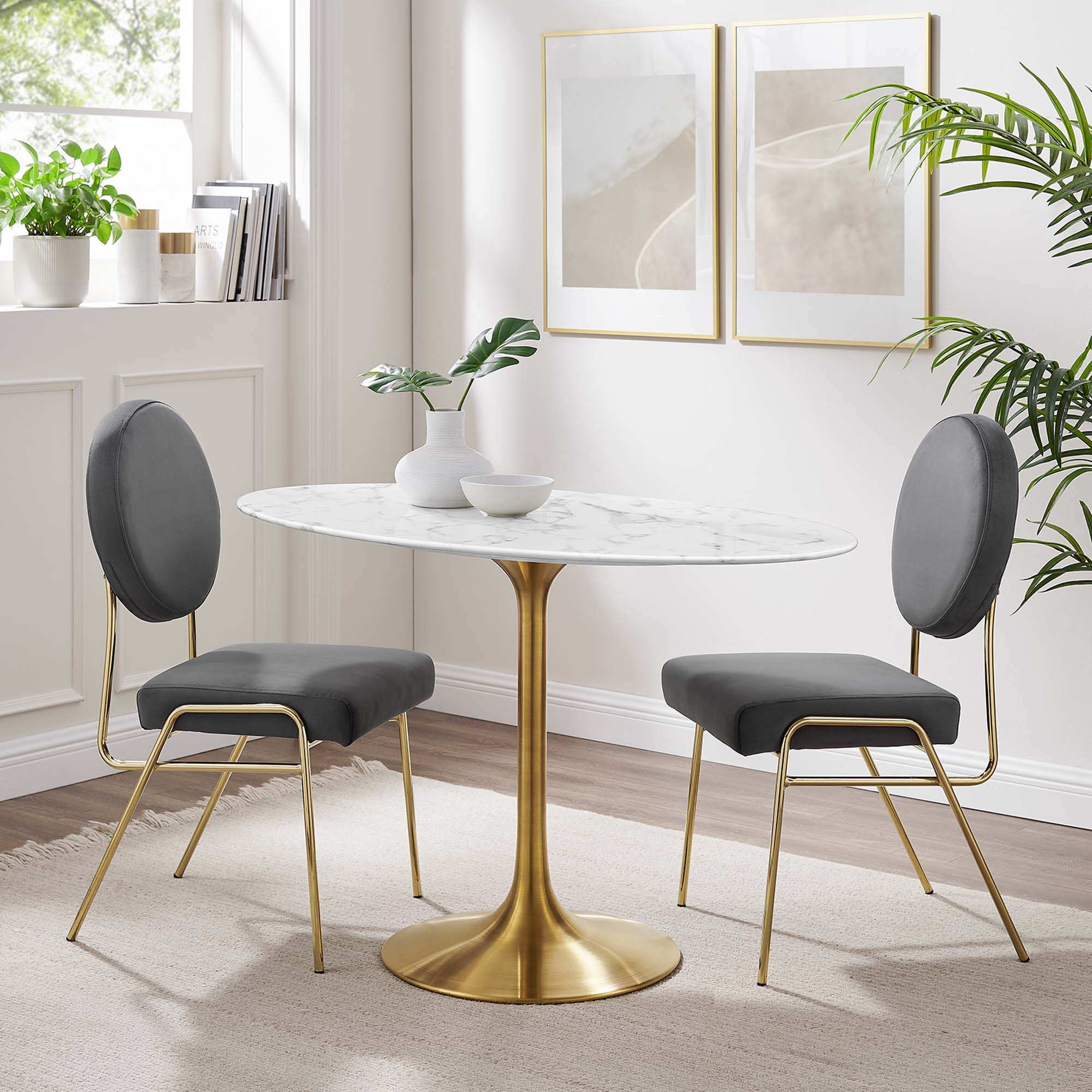 Lippa 48" Oval Faux Marble Dining Table by Modway - Best Buy Furniture