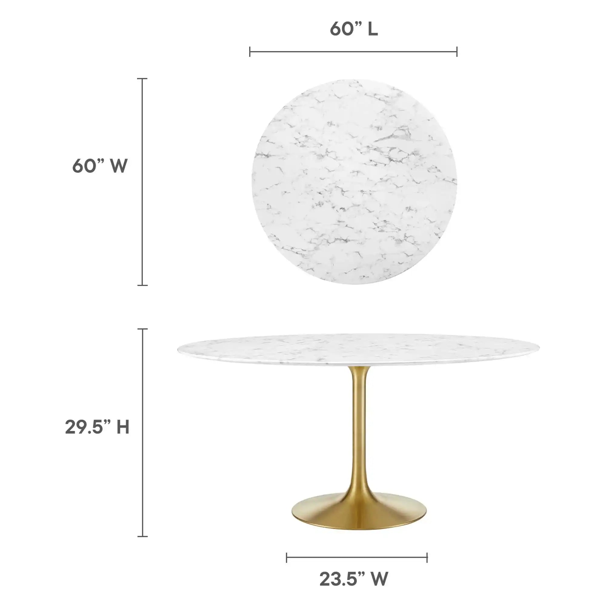 Lippa 60" Round Faux Marble Dining Table by Modway - Best Buy Furniture