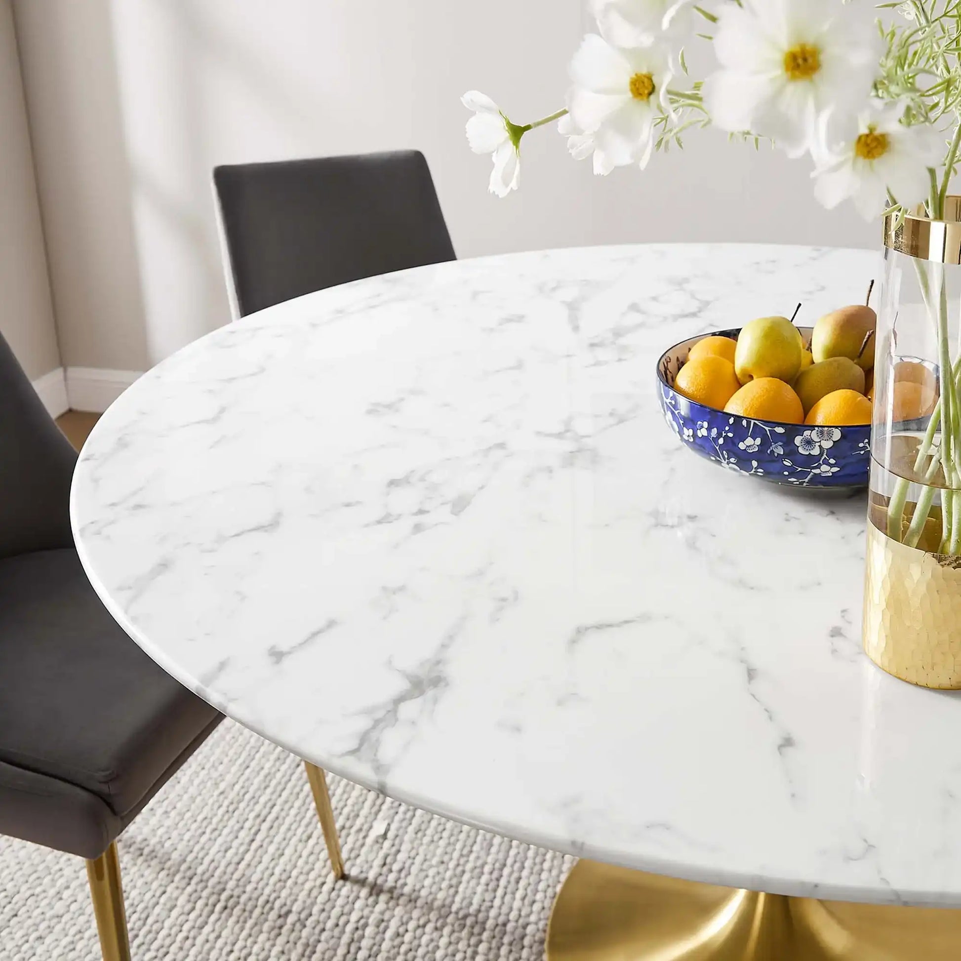 Lippa 60" Round Faux Marble Dining Table by Modway - Best Buy Furniture