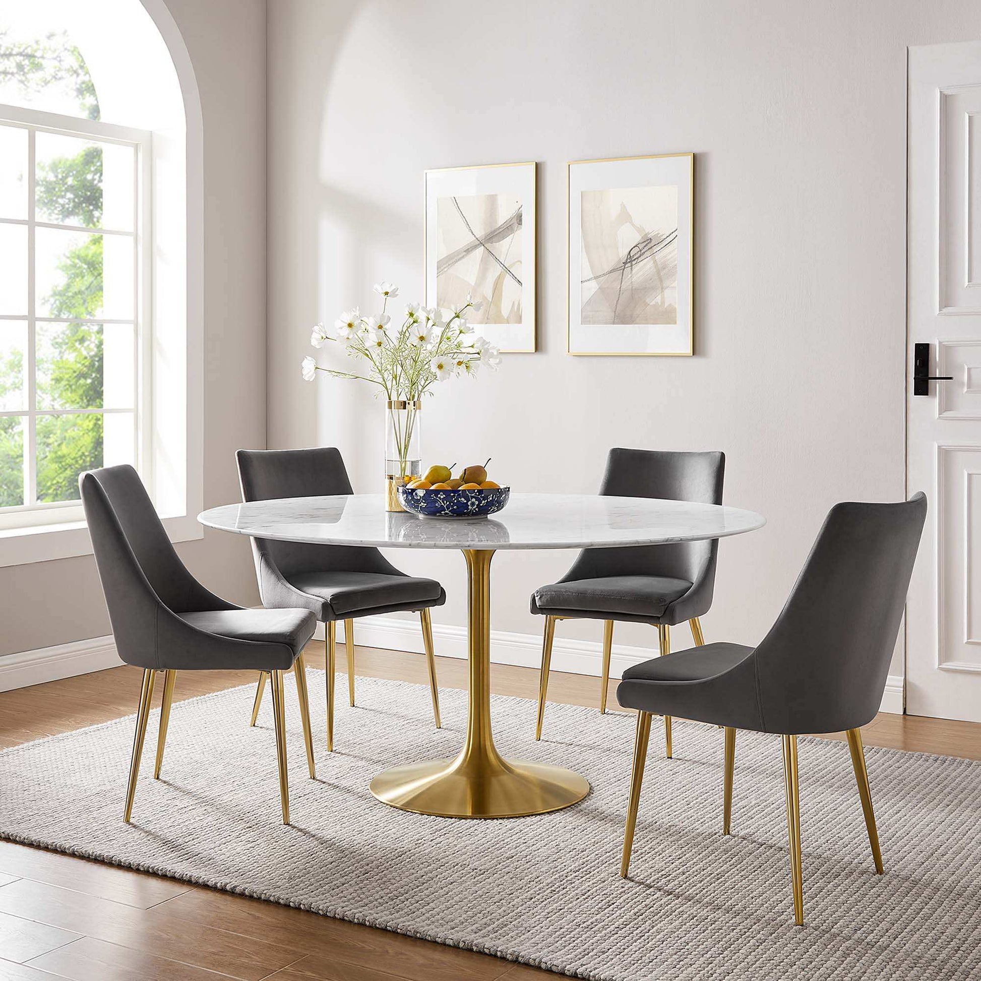Lippa 60" Round Faux Marble Dining Table by Modway - Best Buy Furniture