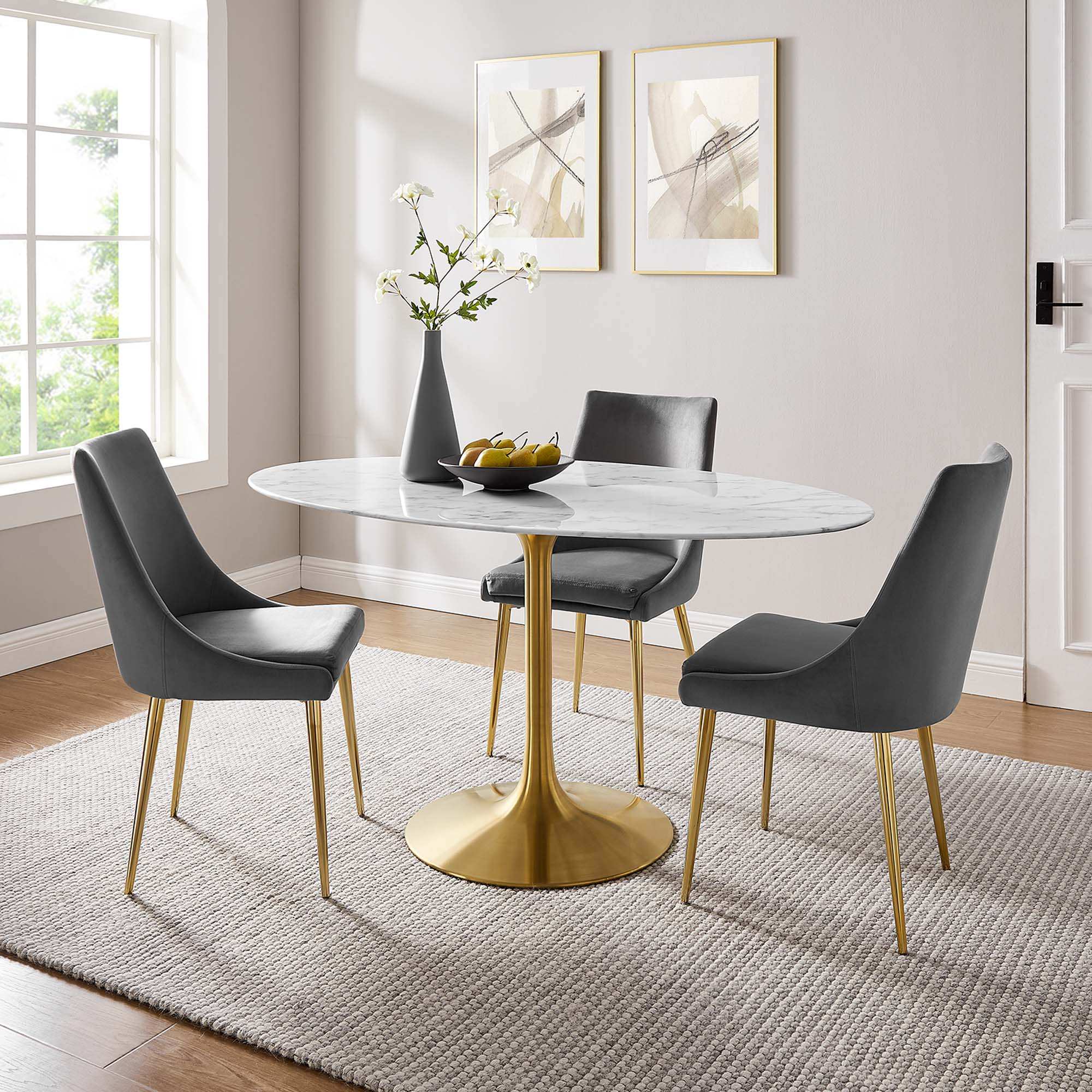 Lippa 60" Oval Faux Marble Dining Table by Modway - Best Buy Furniture