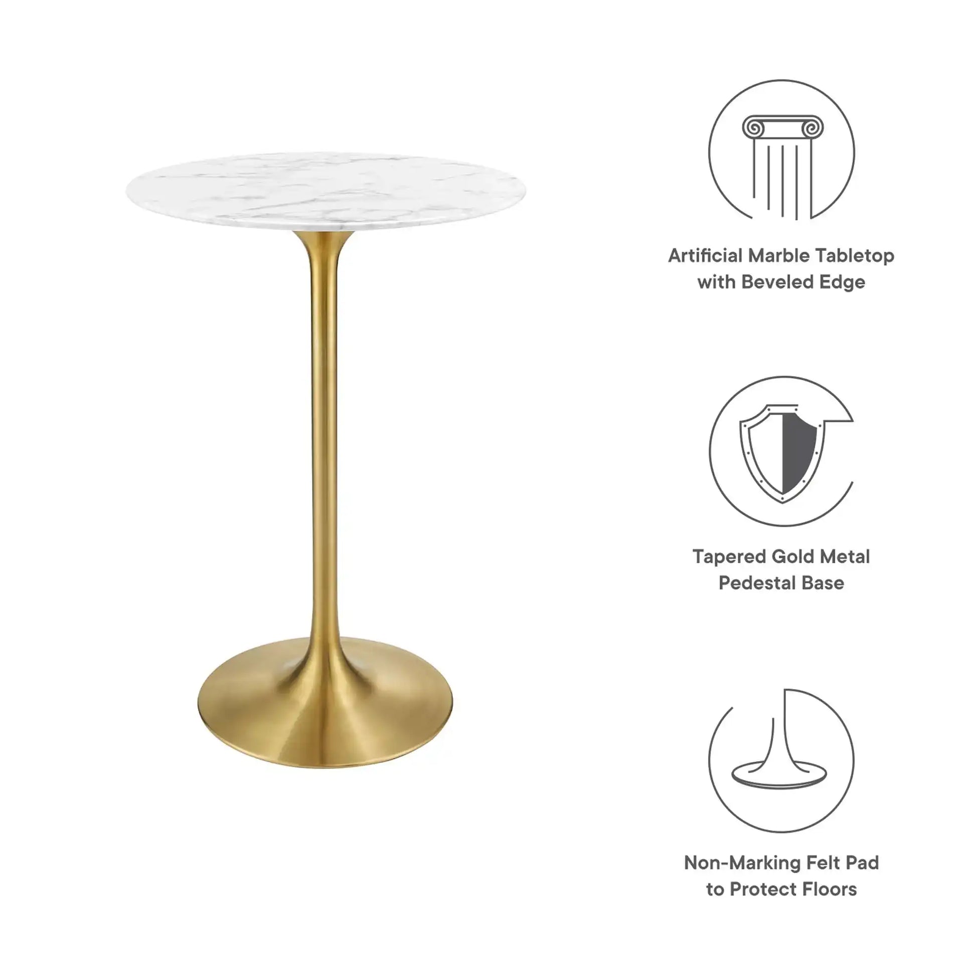 Lippa 28" Round Faux Marble Bar Table by Modway - Best Buy Furniture