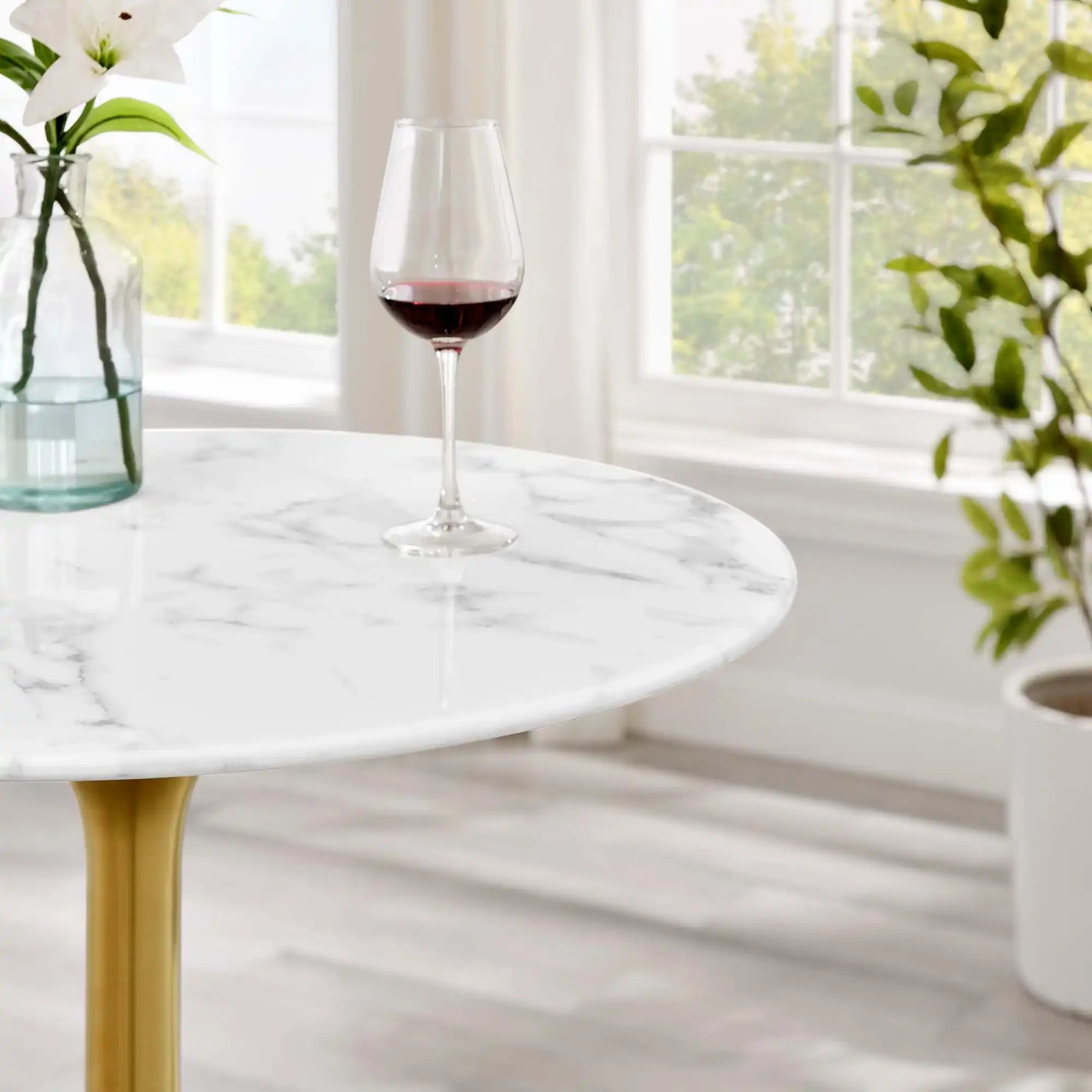 Lippa 28" Round Faux Marble Bar Table by Modway - Best Buy Furniture