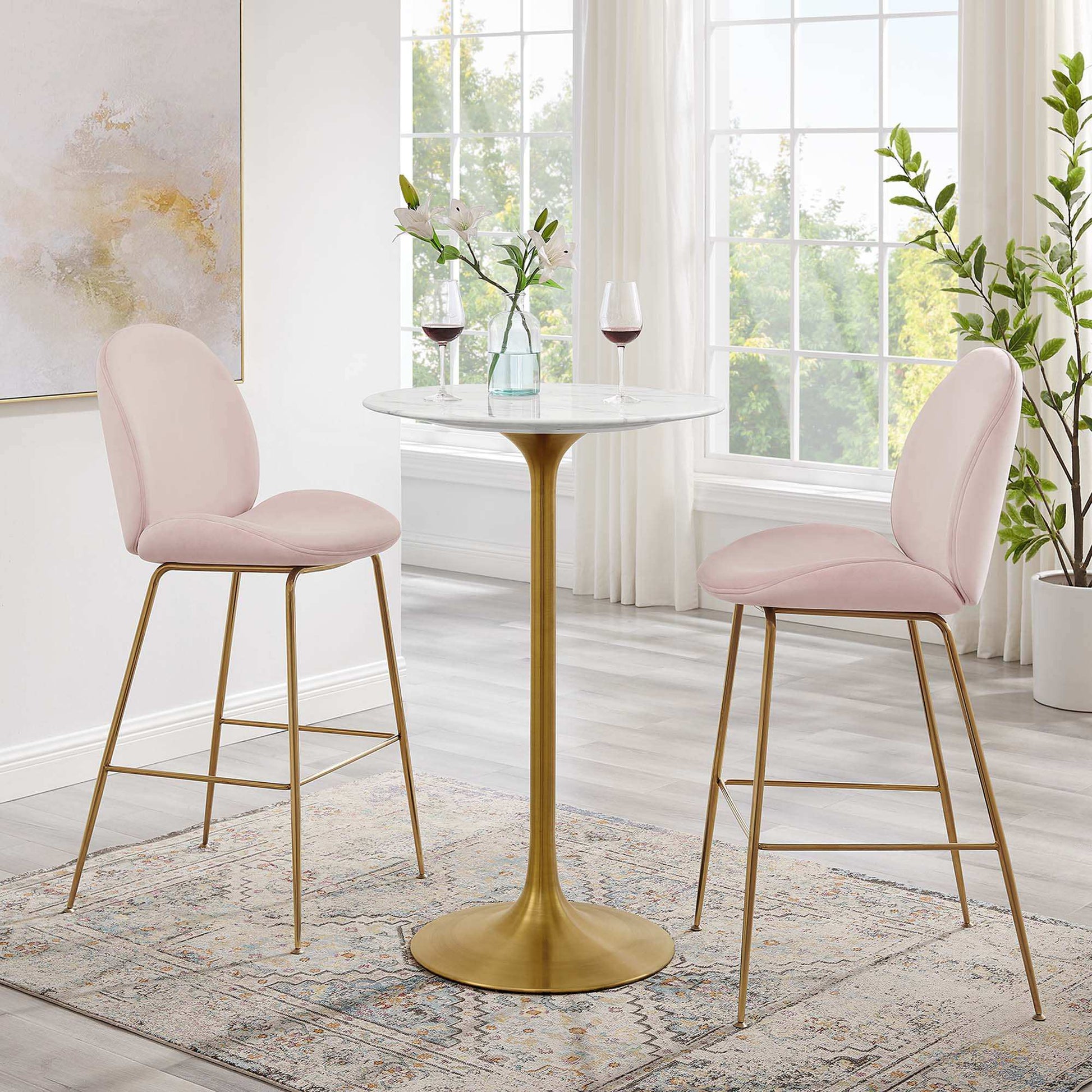 Lippa 28" Round Faux Marble Bar Table by Modway - Best Buy Furniture