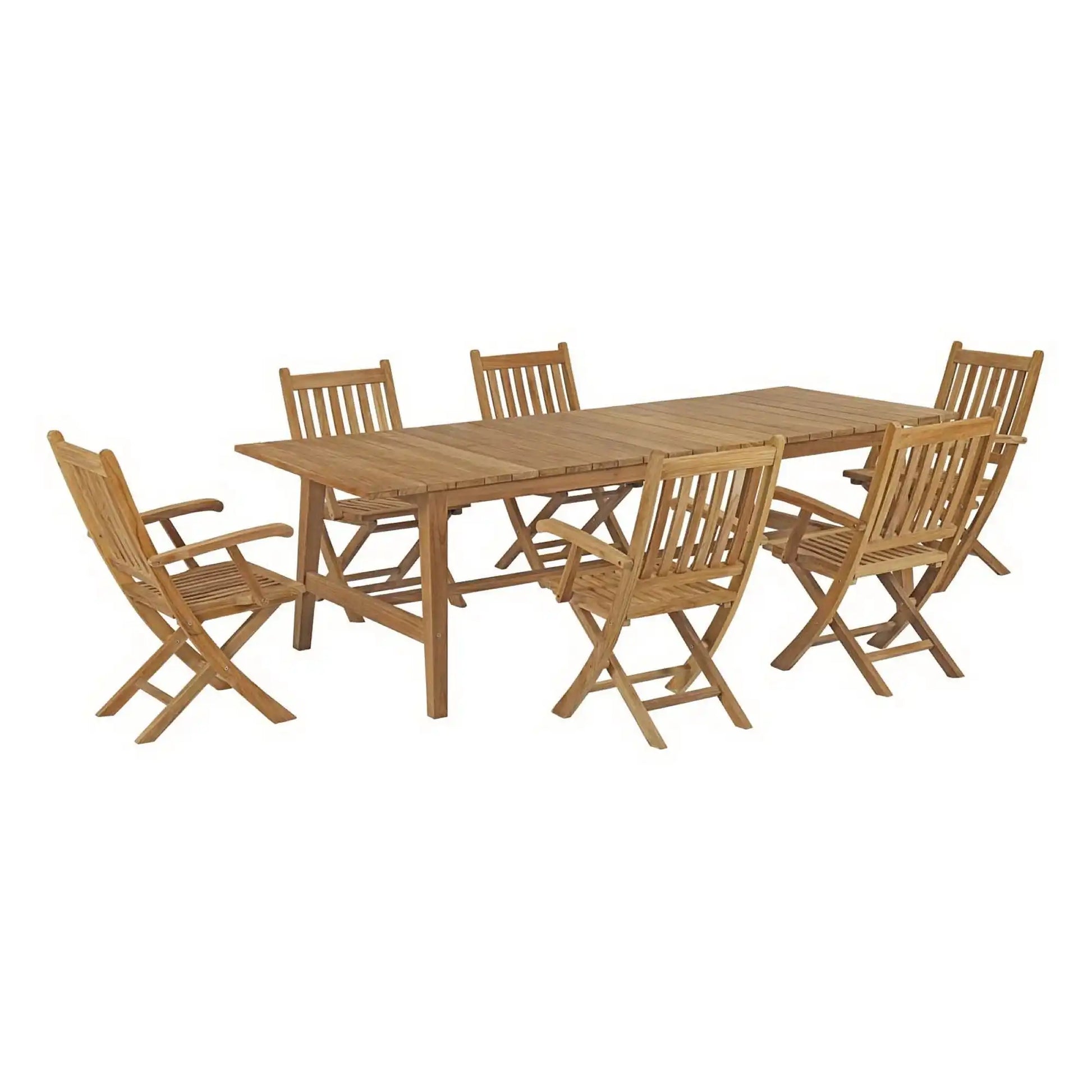 Marina 7 Piece Outdoor Patio Teak Dining Set by Modway - Best Buy Furniture