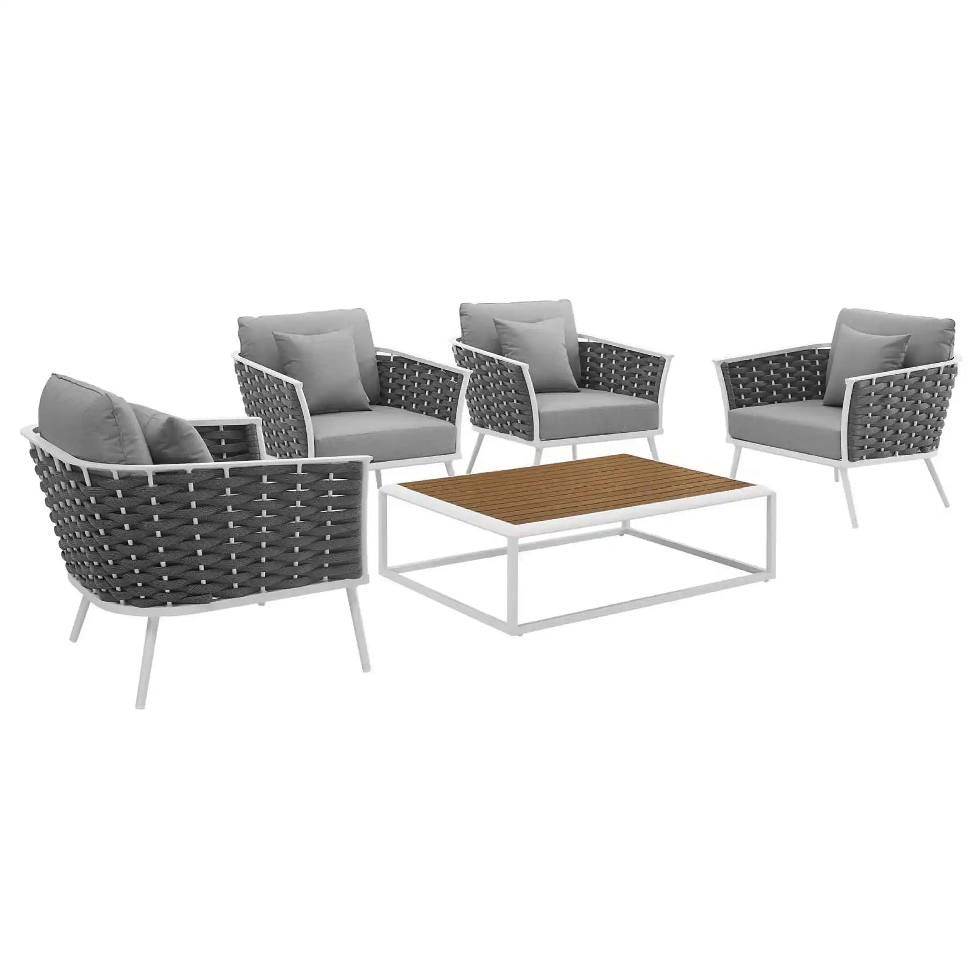 Stance 5 Piece Outdoor Patio Aluminum Sectional Sofa Set by Modway - Best Buy Furniture
