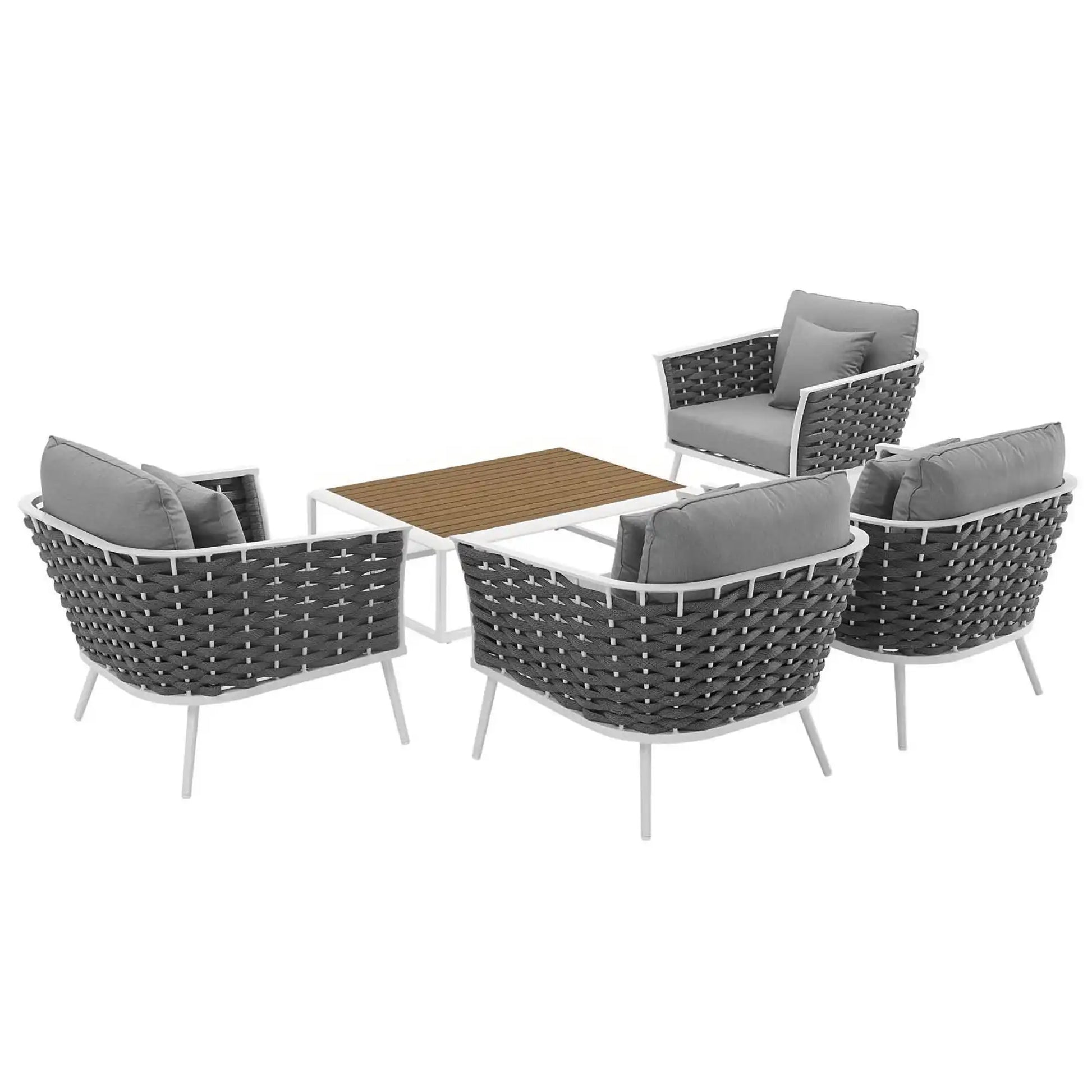 Stance 5 Piece Outdoor Patio Aluminum Sectional Sofa Set by Modway - Best Buy Furniture
