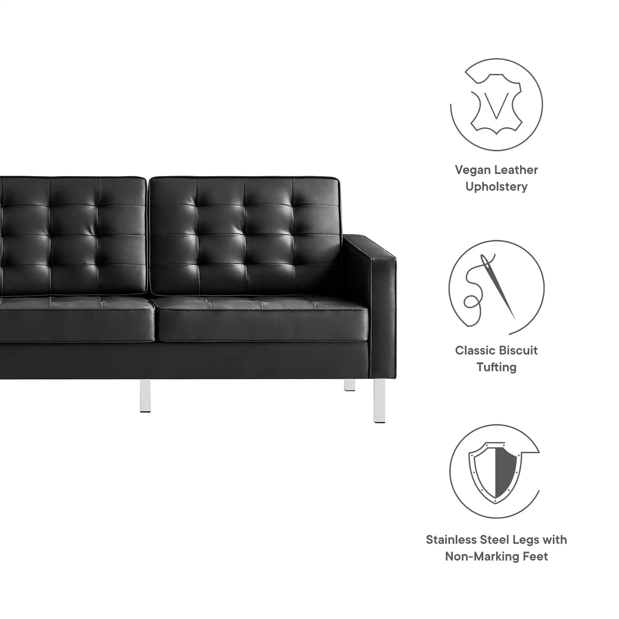 Loft Tufted Vegan Leather Sofa by Modway - Best Buy Furniture