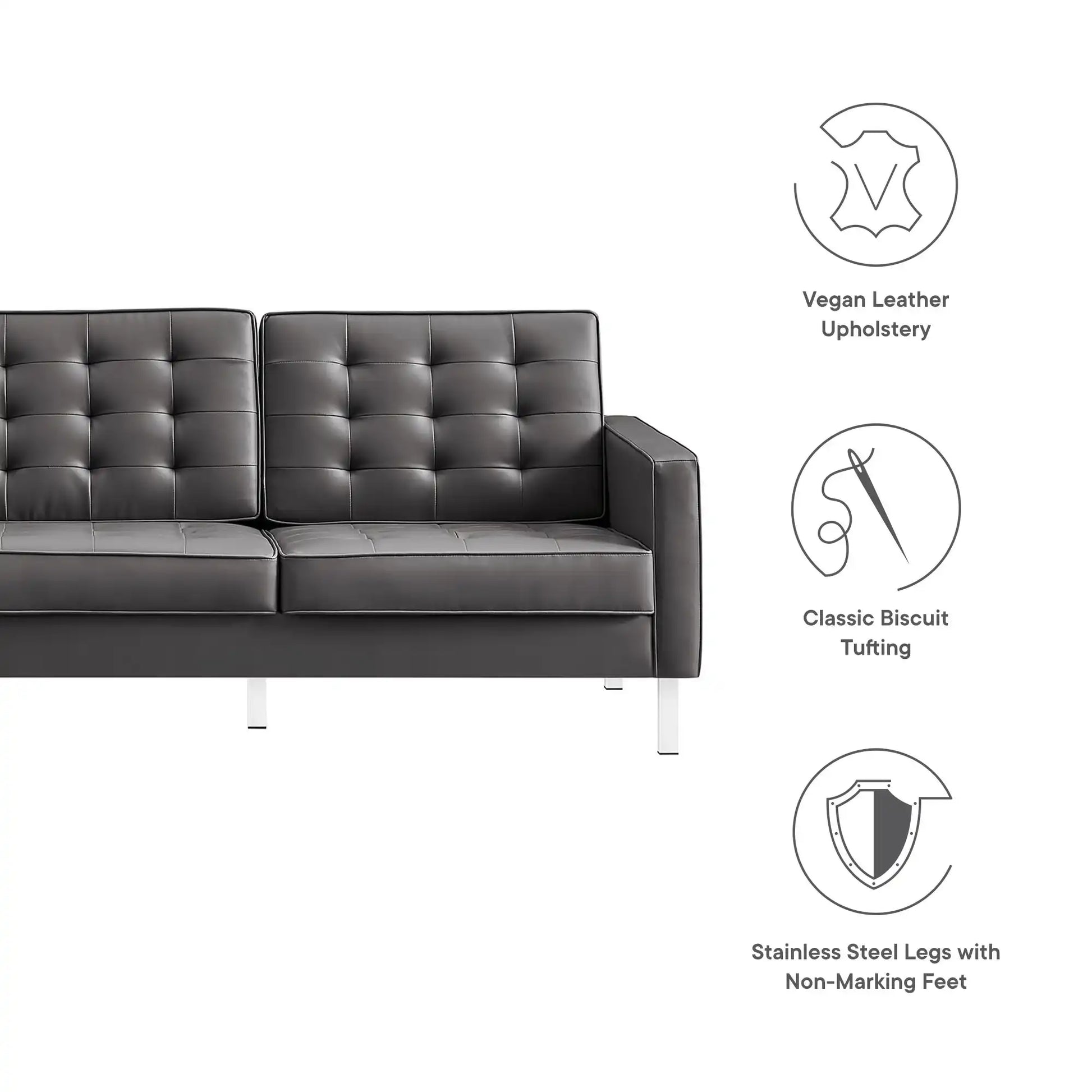 Loft Tufted Vegan Leather Sofa by Modway - Best Buy Furniture
