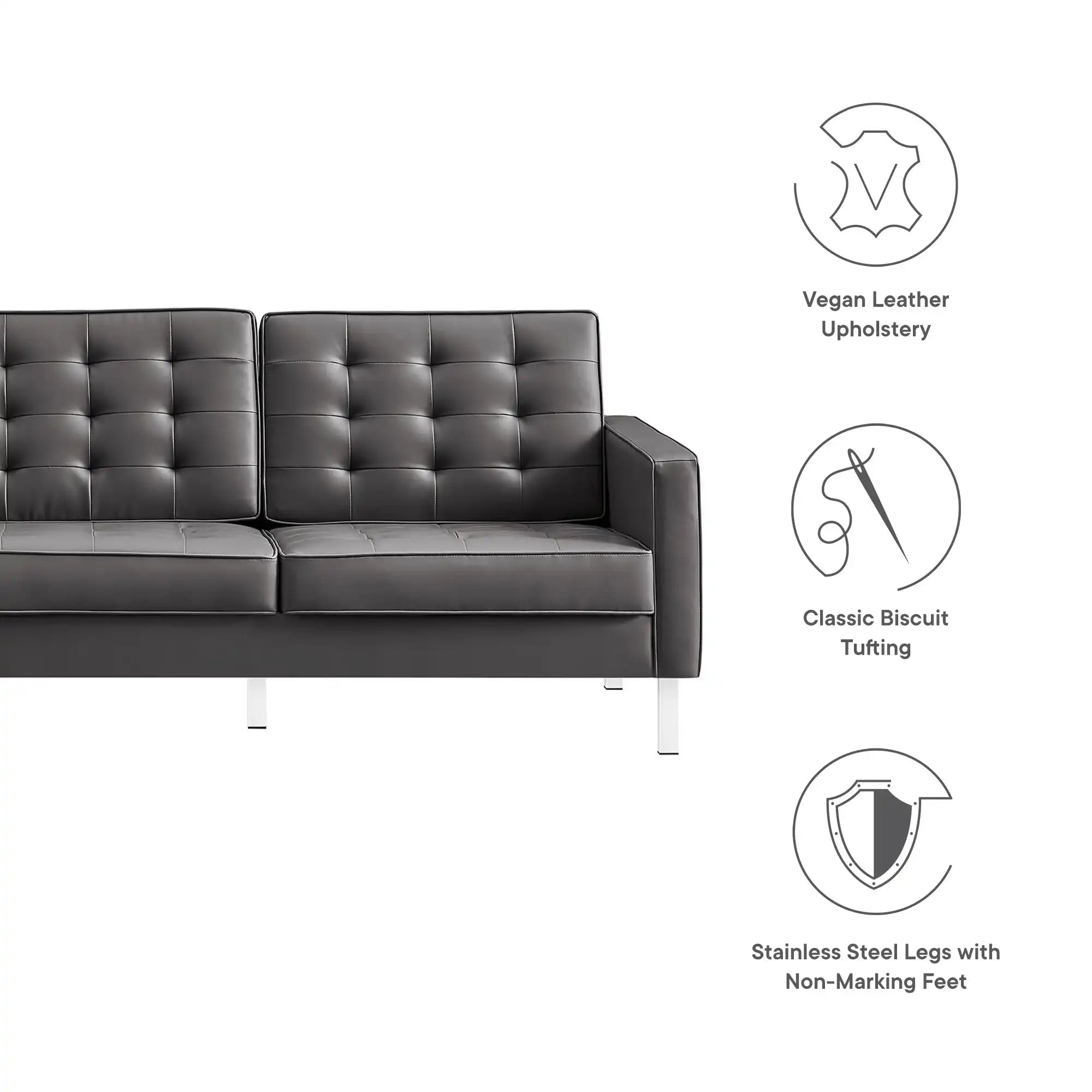 Loft Tufted Vegan Leather Sofa by Modway - Best Buy Furniture