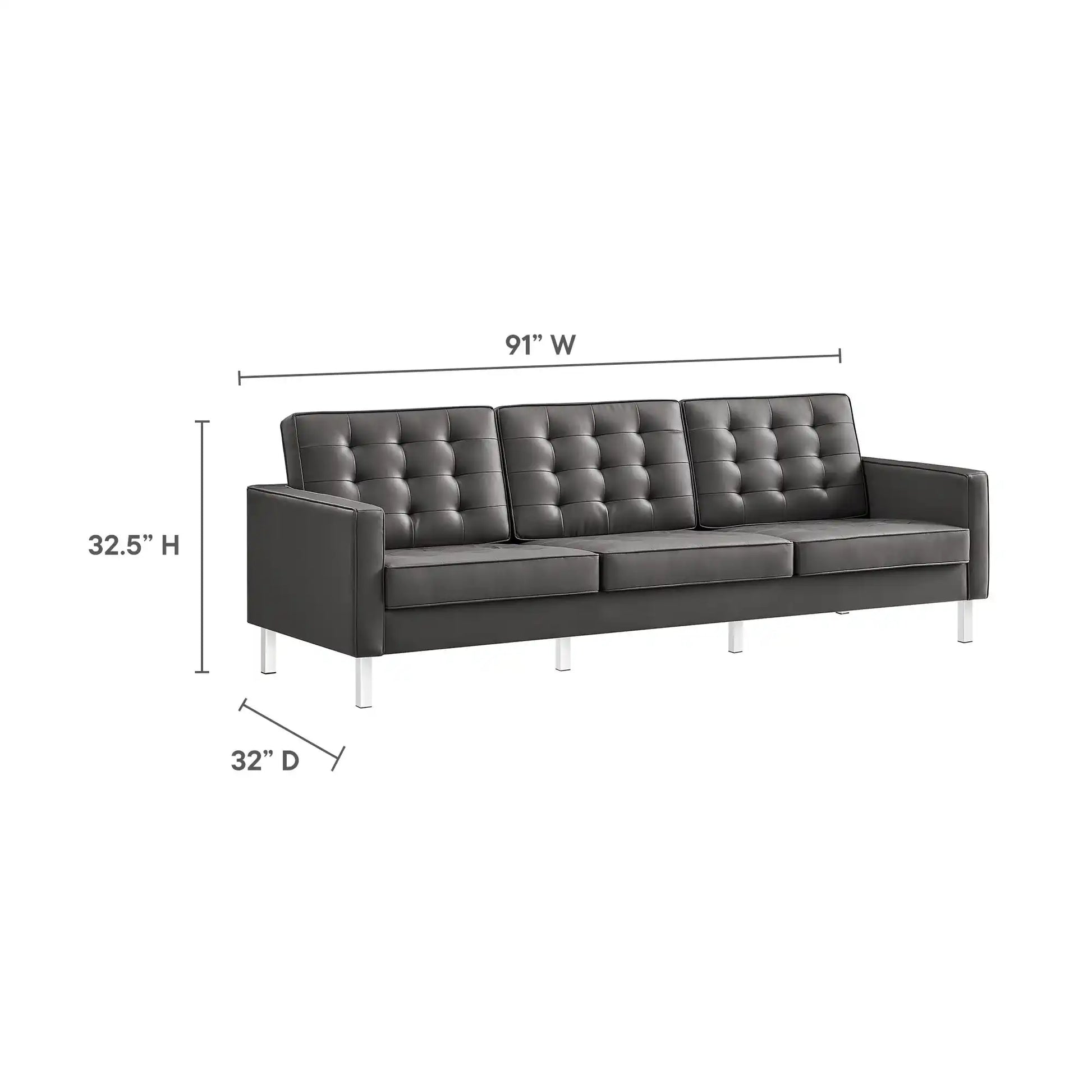 Loft 3-Piece Tufted Vegan Leather Furniture Set by Modway - Best Buy Furniture
