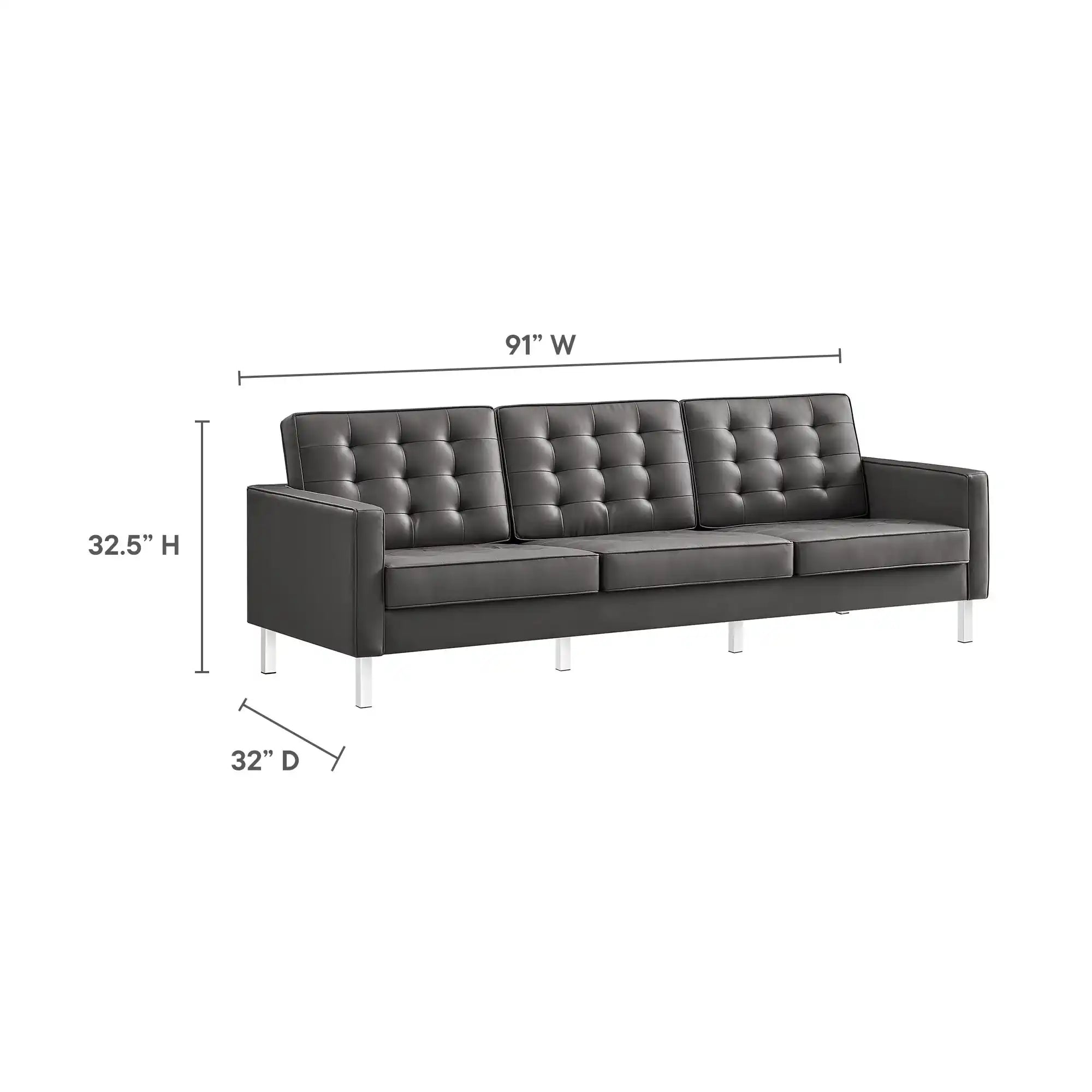 Loft Tufted Vegan Leather Sofa and Ottoman Set by Modway - Best Buy Furniture