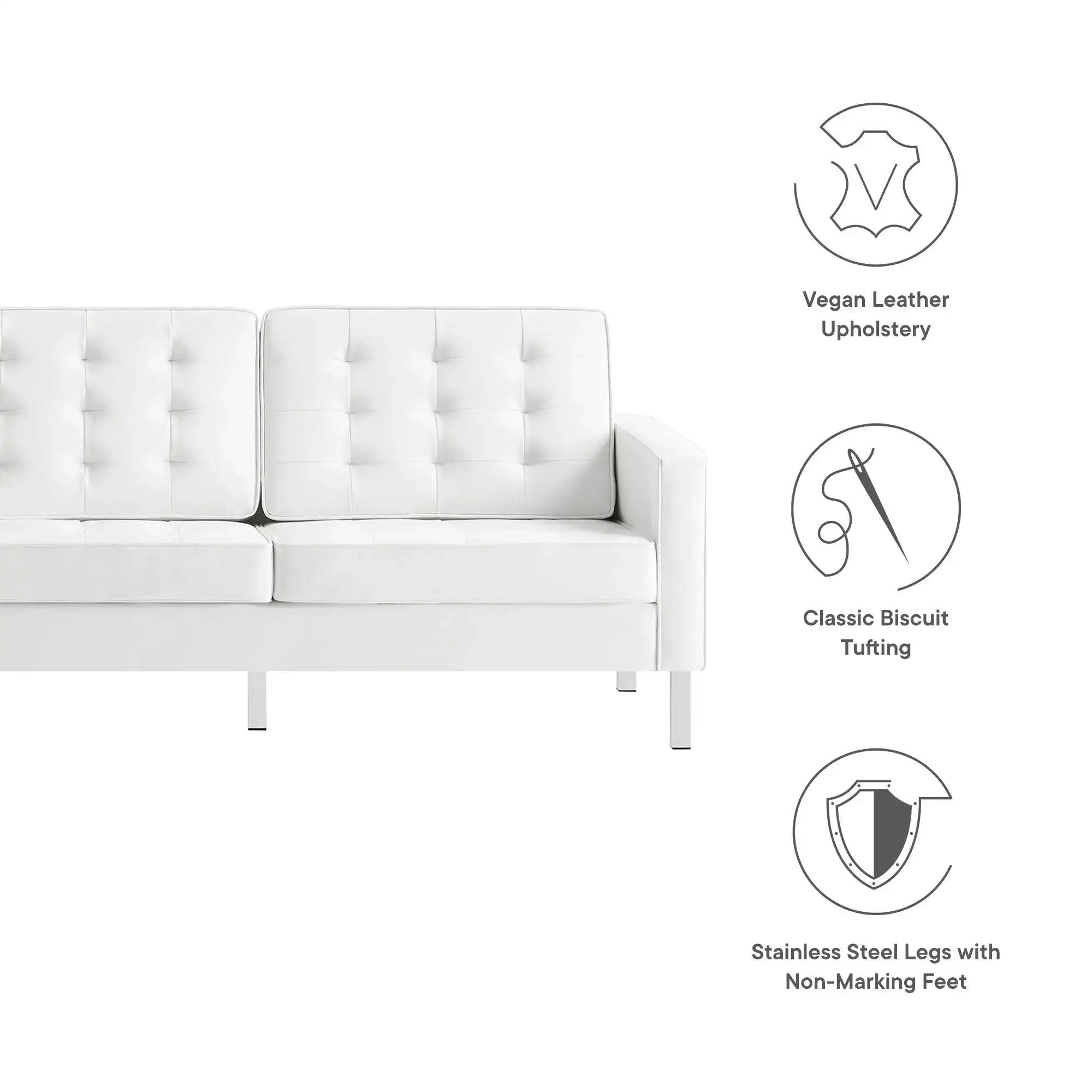 Loft Tufted Vegan Leather Sofa by Modway - Best Buy Furniture
