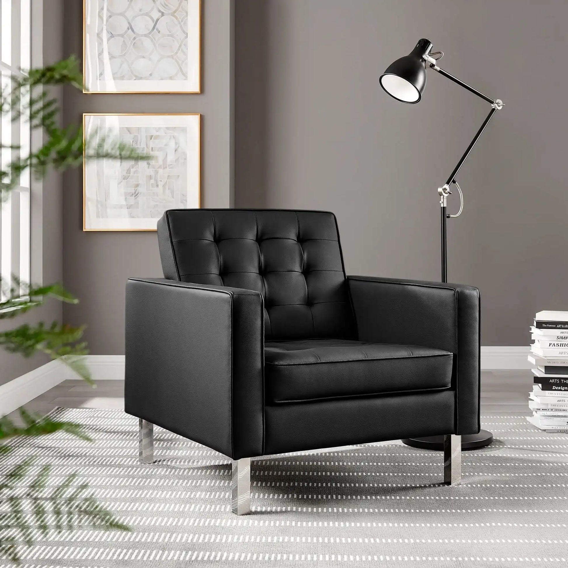 Loft Tufted Vegan Leather Armchair - Best Buy Furniture
