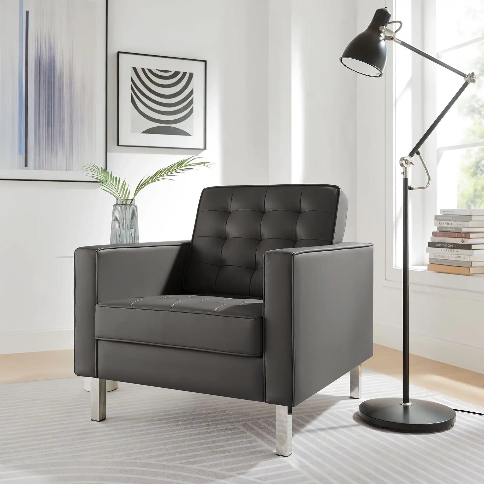 Loft Tufted Vegan Leather Armchair - Best Buy Furniture