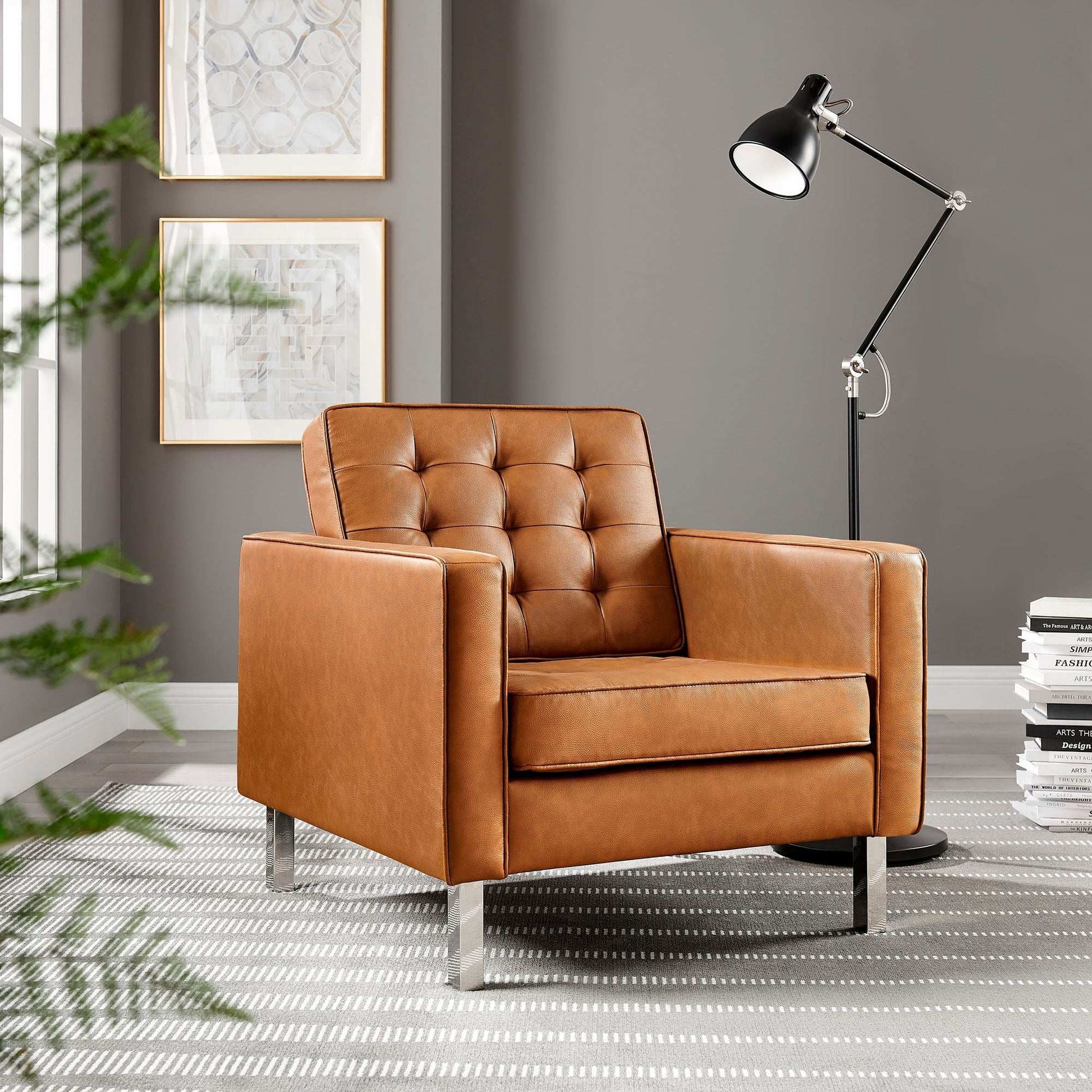 Loft Tufted Vegan Leather Armchair - Best Buy Furniture