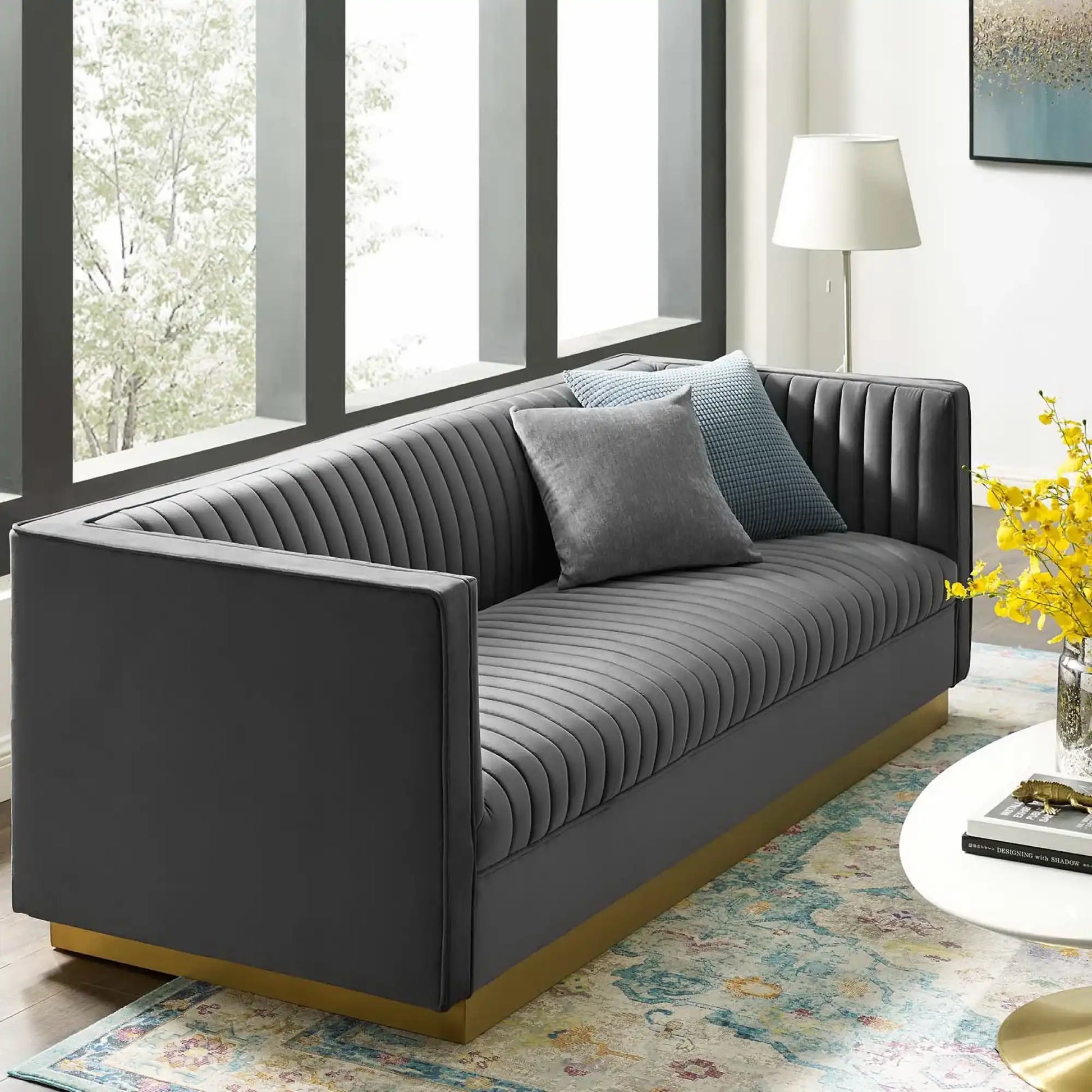 Sanguine Vertical Channel Tufted Performance Velvet Sofa by Modway - Best Buy Furniture