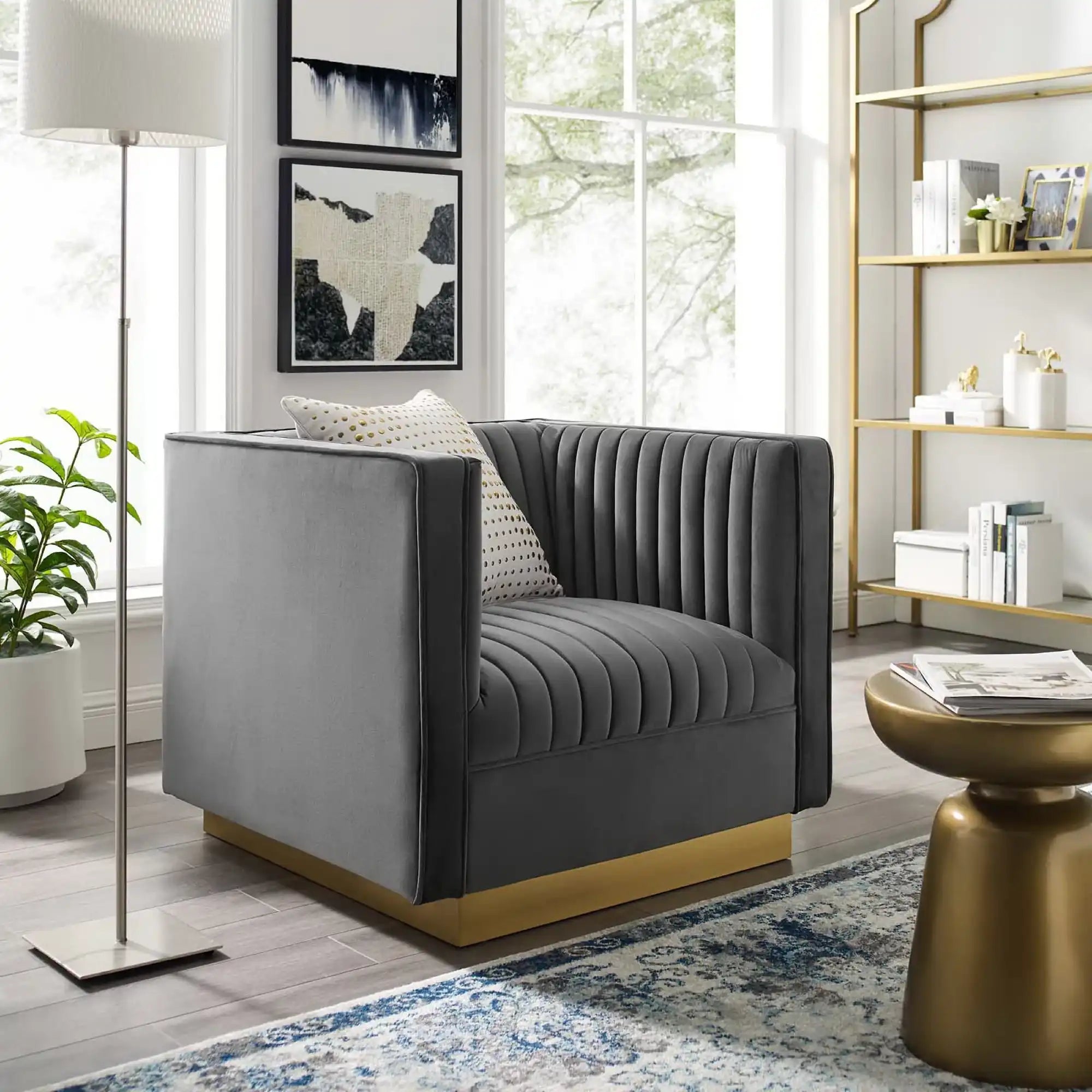 Sanguine Vertical Channel Tufted Accent Performance Velvet Armchair by Modway - Best Buy Furniture