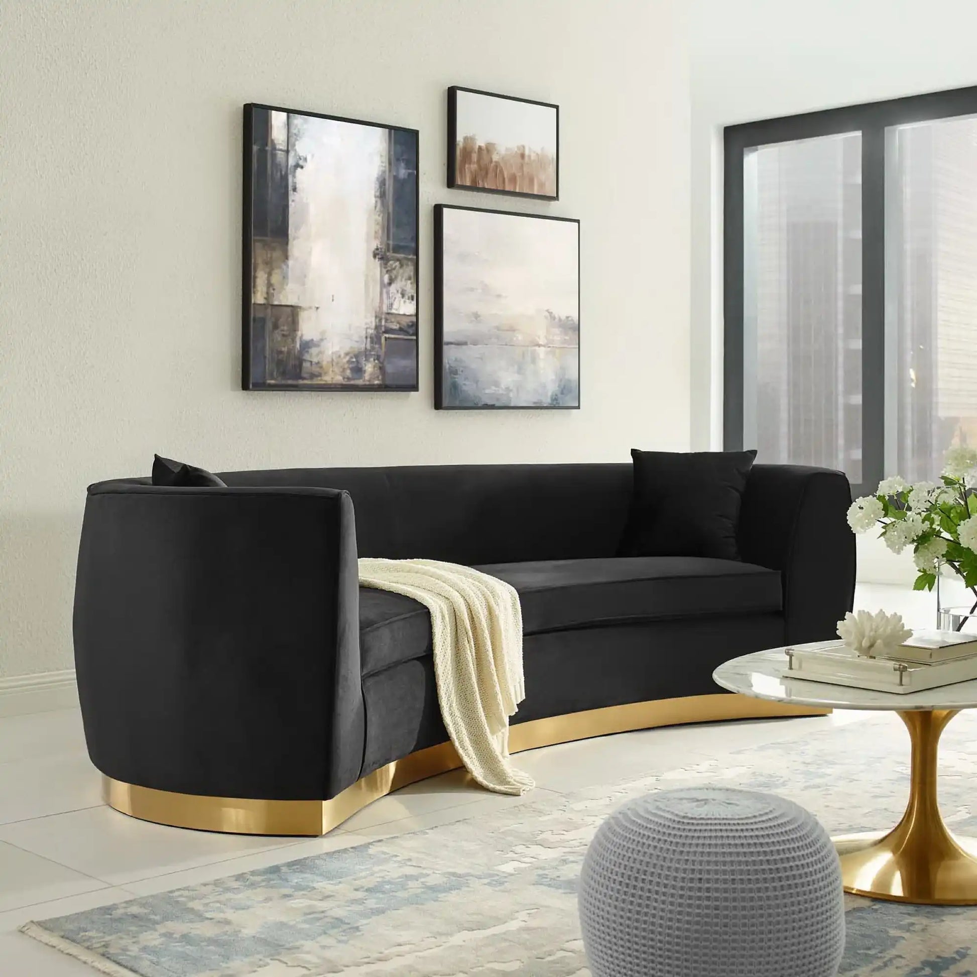 Resolute Curved Performance Velvet Sofa by Modway - Best Buy Furniture