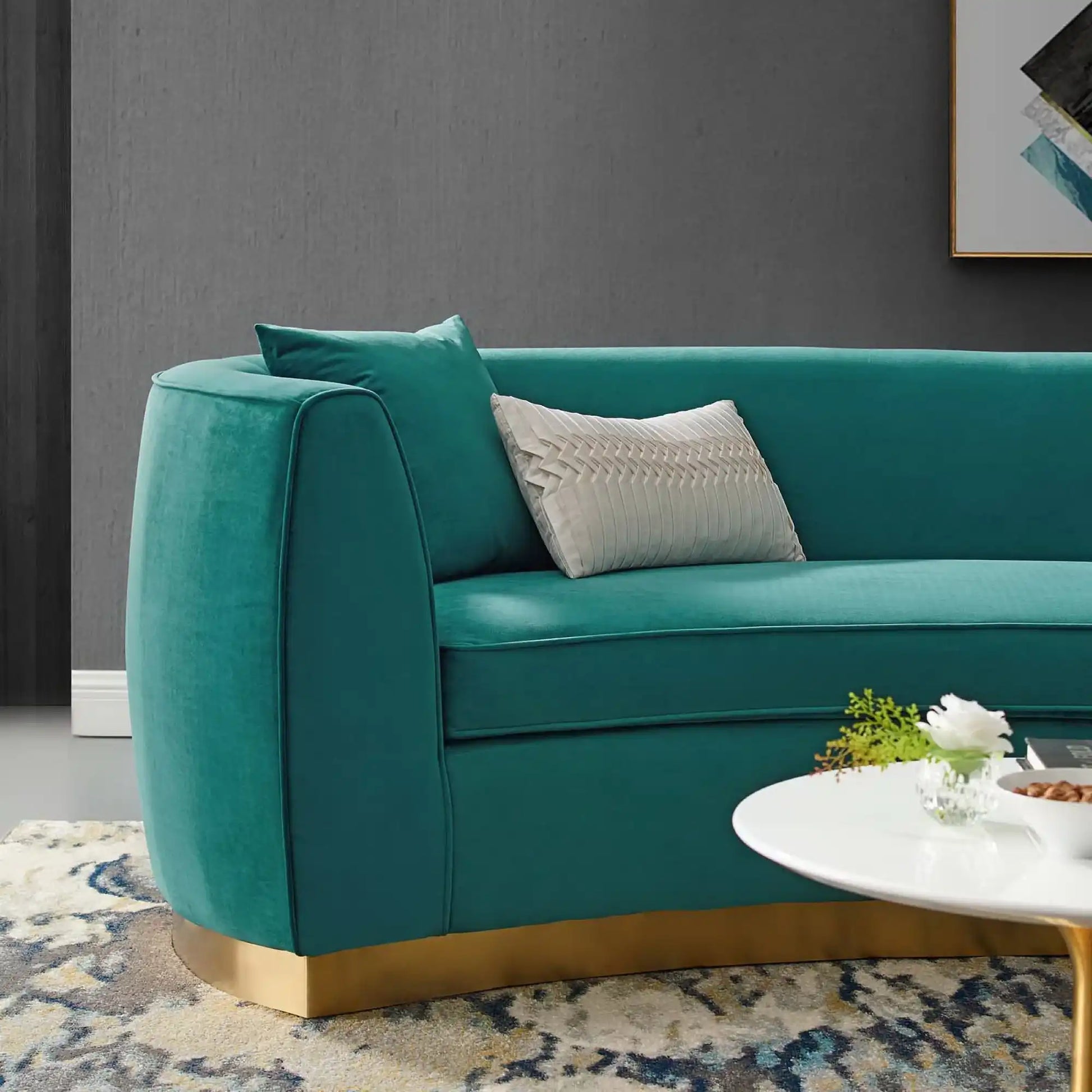 Resolute Curved Performance Velvet Sofa by Modway - Best Buy Furniture