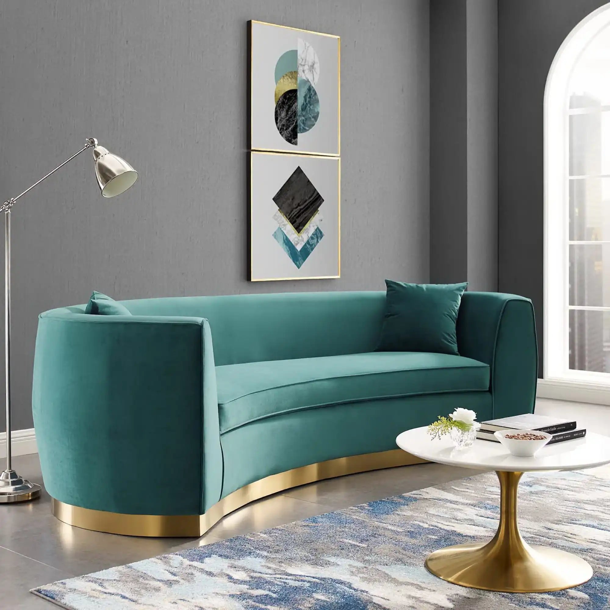Resolute Curved Performance Velvet Sofa by Modway - Best Buy Furniture