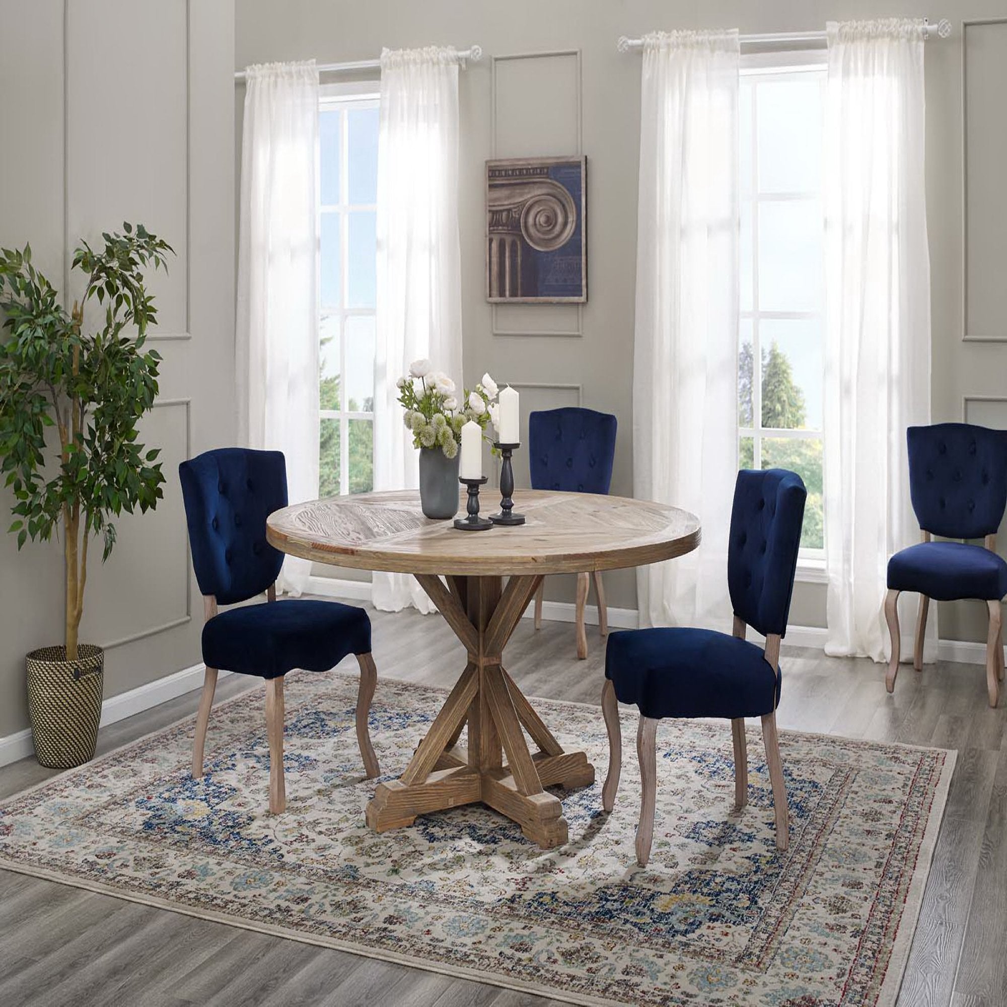 Stitch 59" Round Pine Wood Dining Table by Modway - Best Buy Furniture