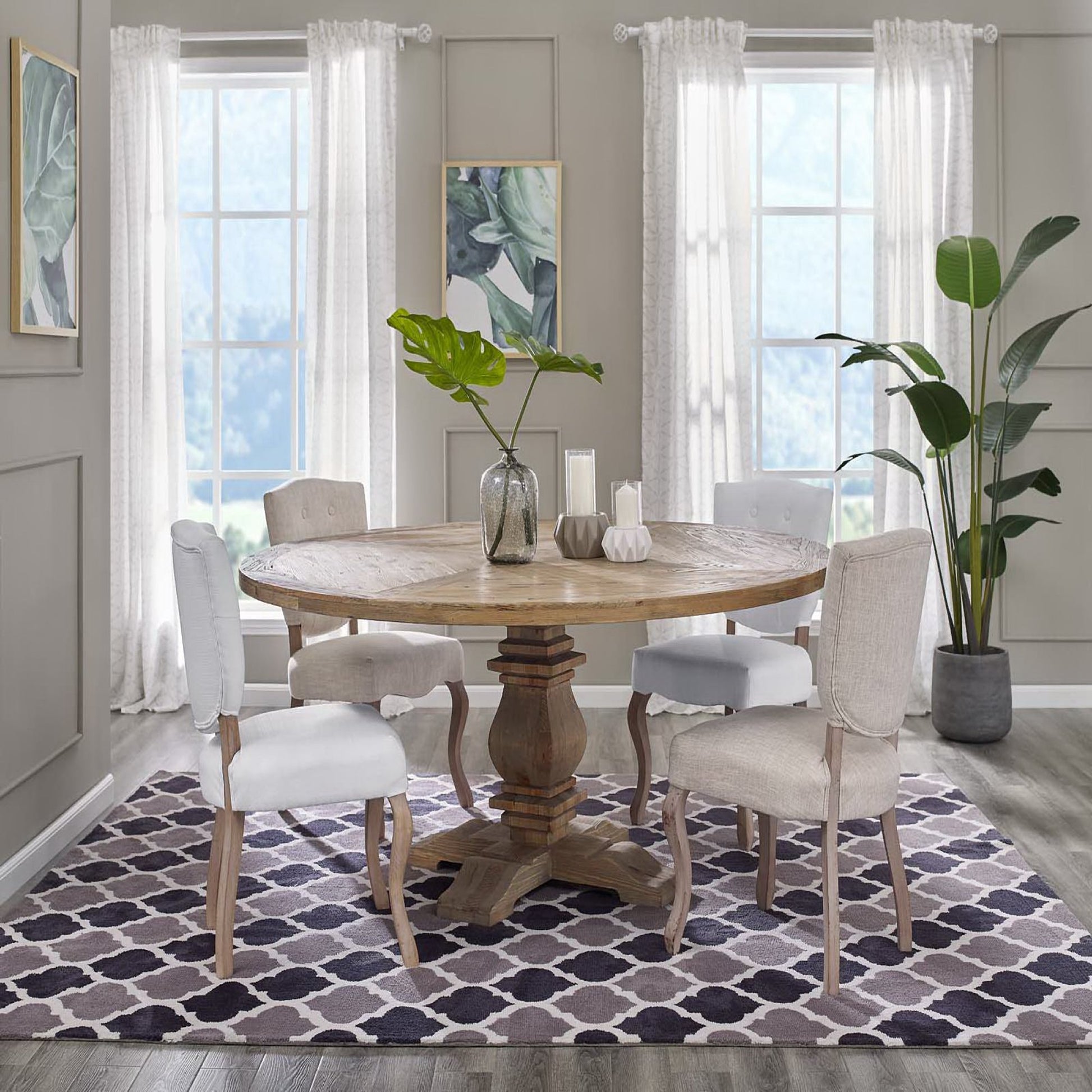 Column 71" Round Pine Wood Dining Table by Modway - Best Buy Furniture