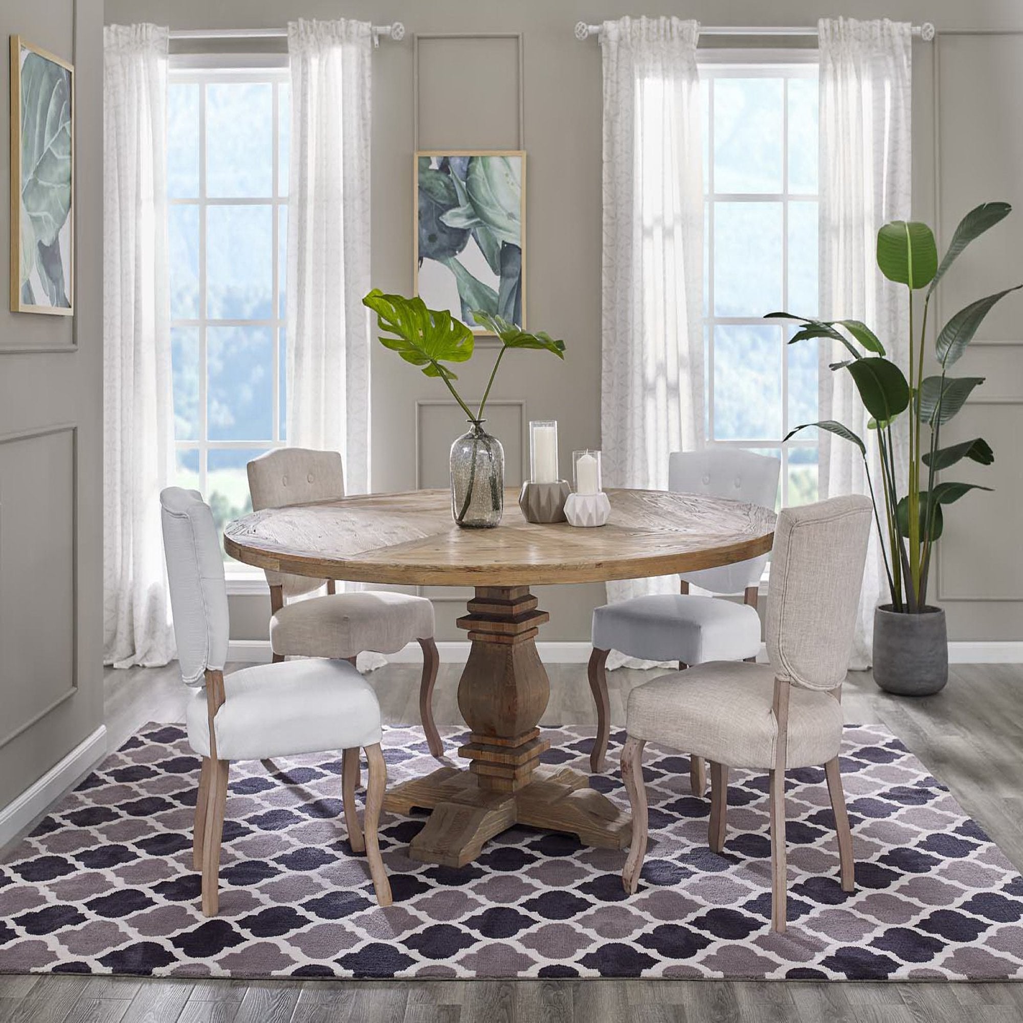 Column 71" Round Pine Wood Dining Table by Modway - Best Buy Furniture