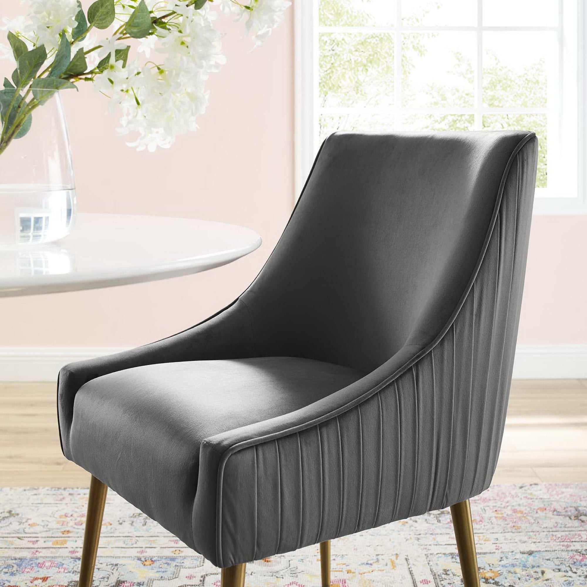 Discern Pleated Back Upholstered Performance Velvet Dining Chair by Modway - Best Buy Furniture